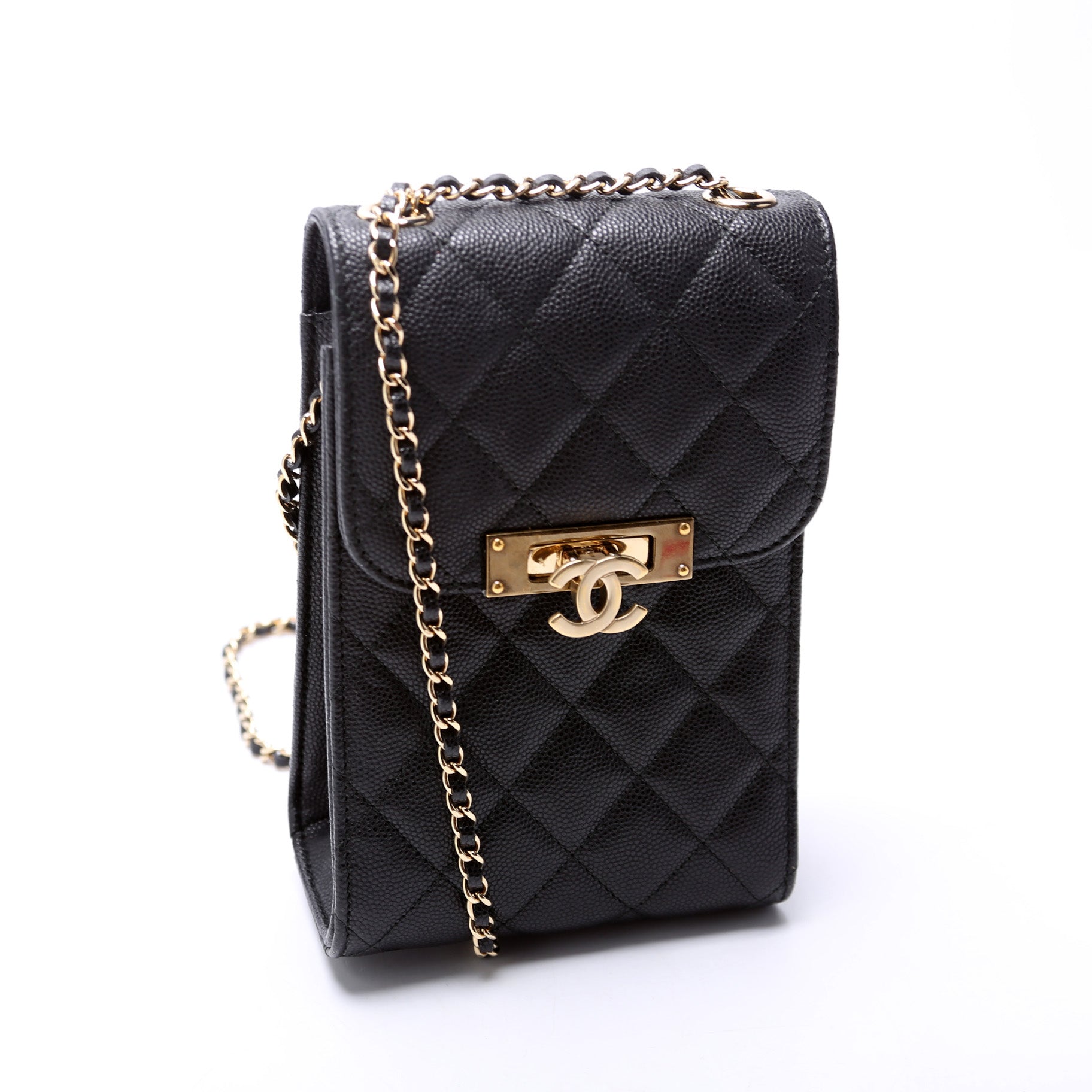 Chanel Golden Class Phone Holder Caviar 22M Handbag