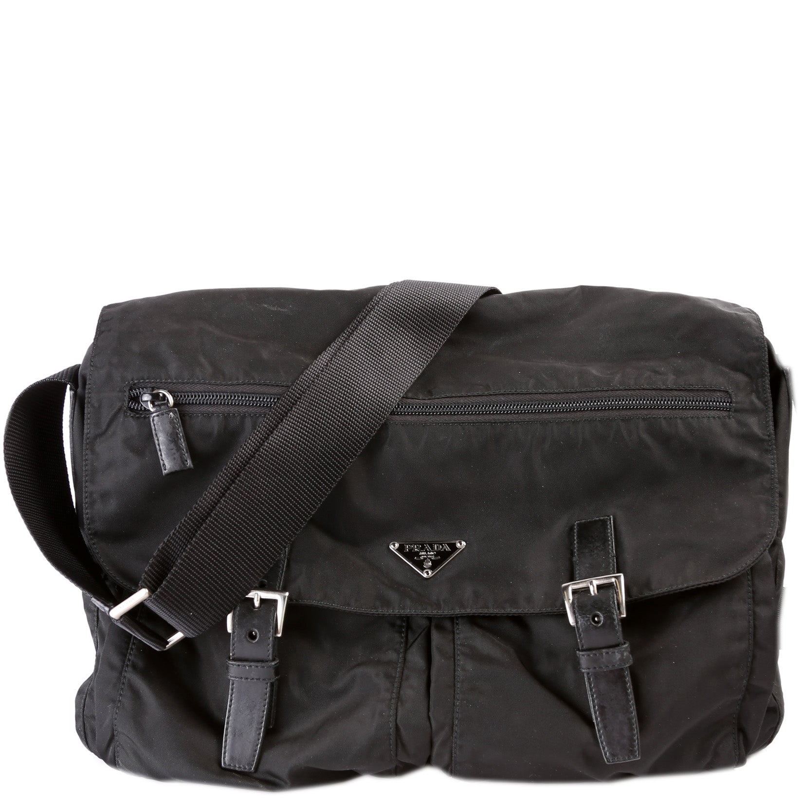 Prada Tessuto Buckle Messenger Bag Nylon Travel Bag