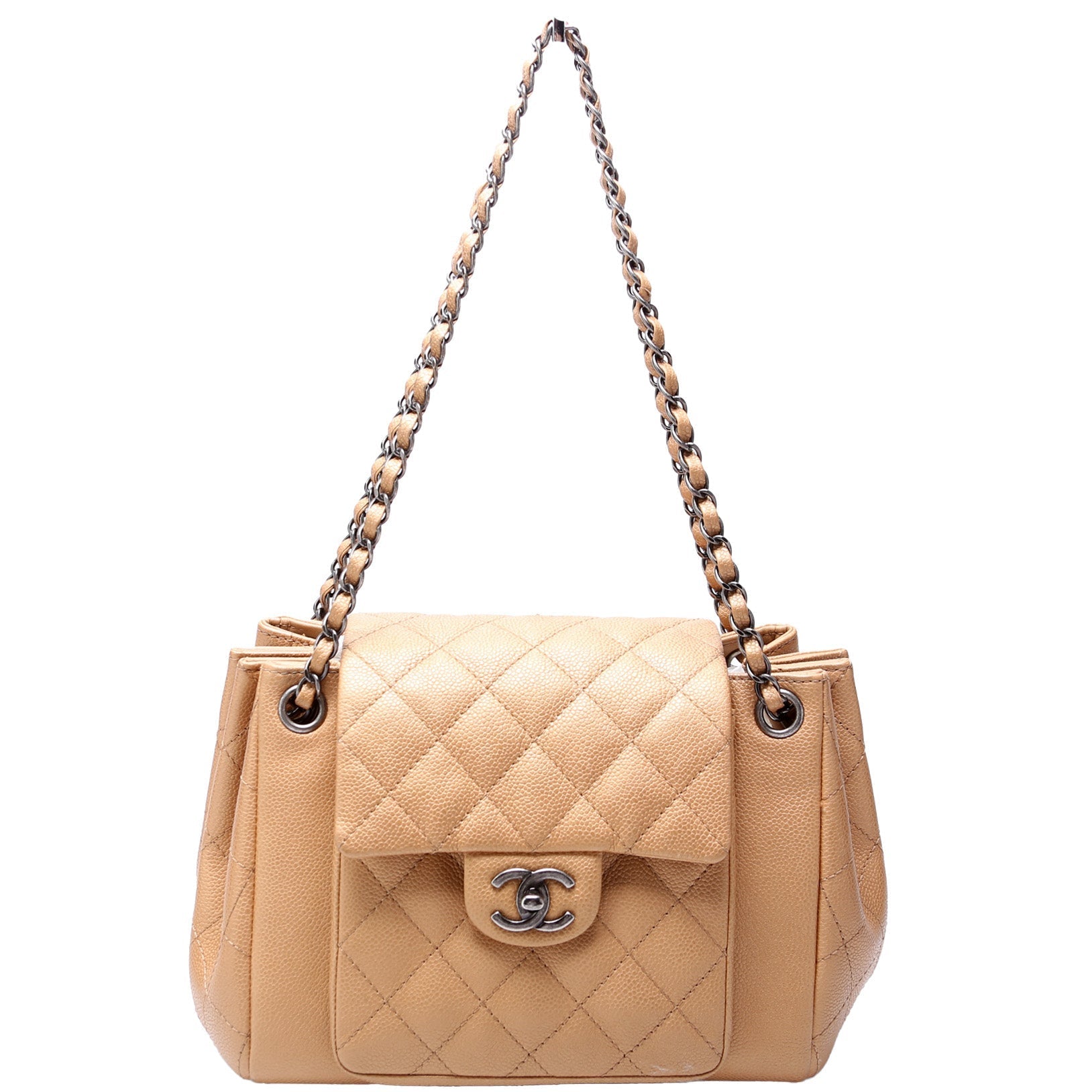 Chanel CC Accordion Shopping Quilted Caviar 22M Handbag