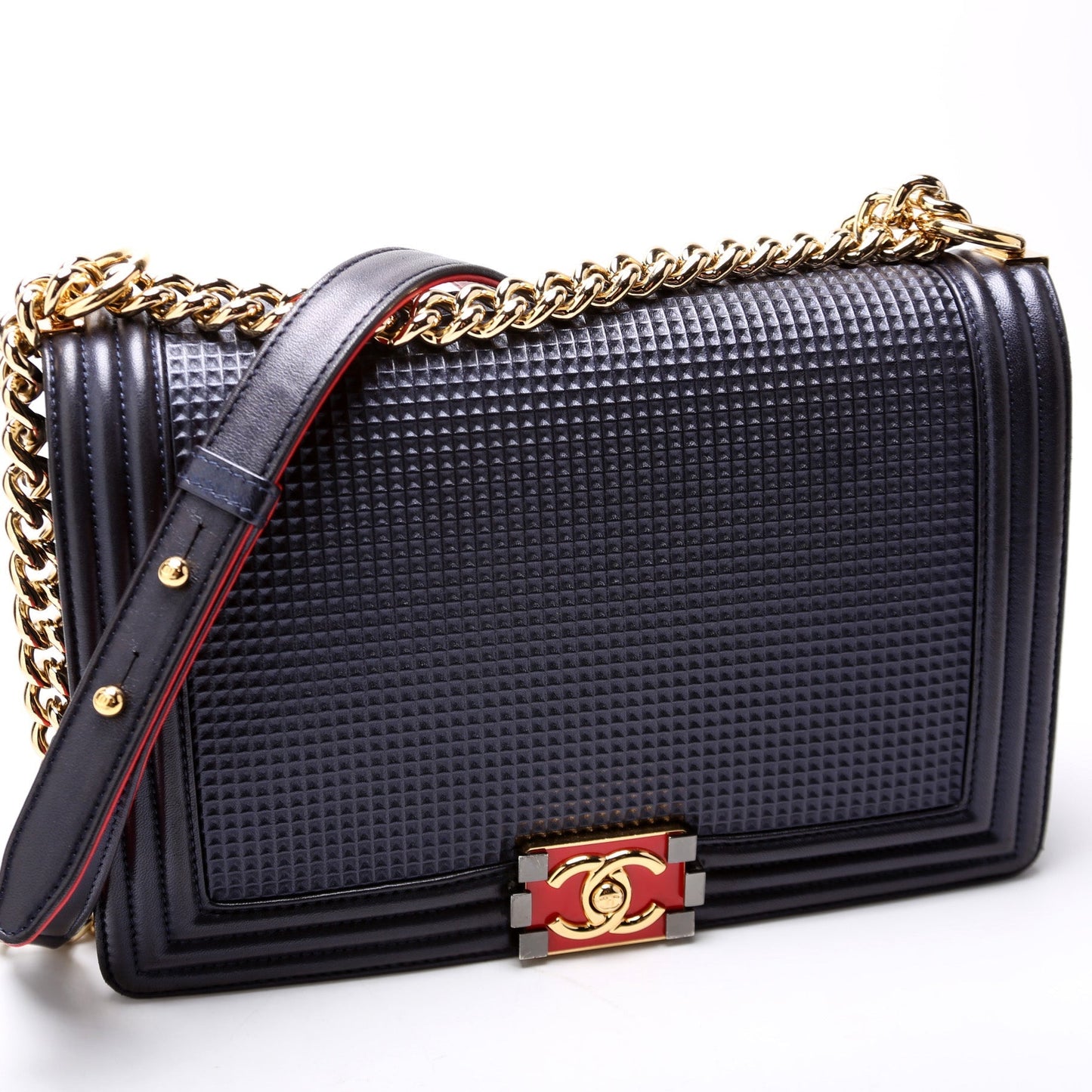 Chanel Boy Flap New Cube Embossed Lambskin Handbag Lambskin 18M