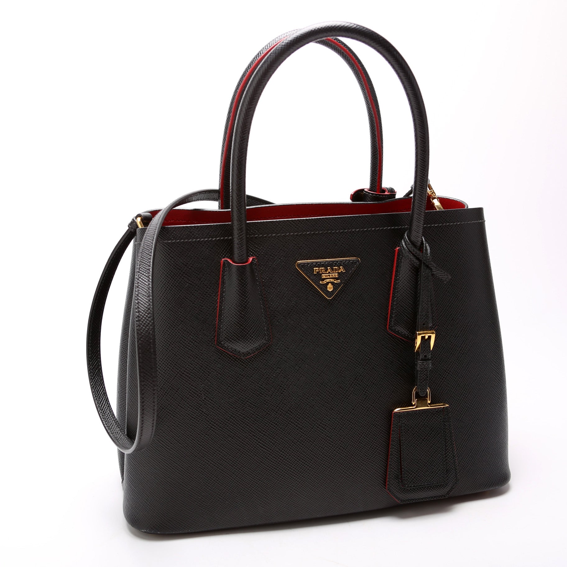 Prada Saffiano Cuir Double Bag Small Travel Bag Small Bag