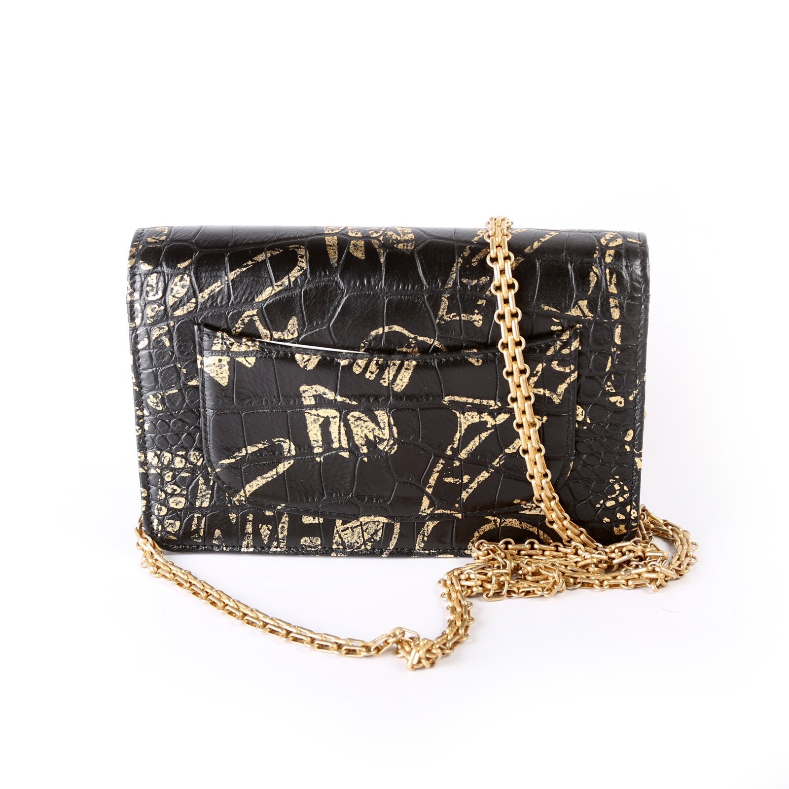 Chanel WOC 2.55 Crocodile Embossed Graffiti Calfskin Clutch Bag