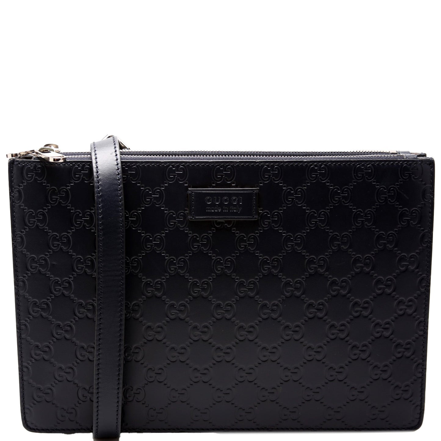 Gucci GG Double Zip Messenger Leather Travel Bag