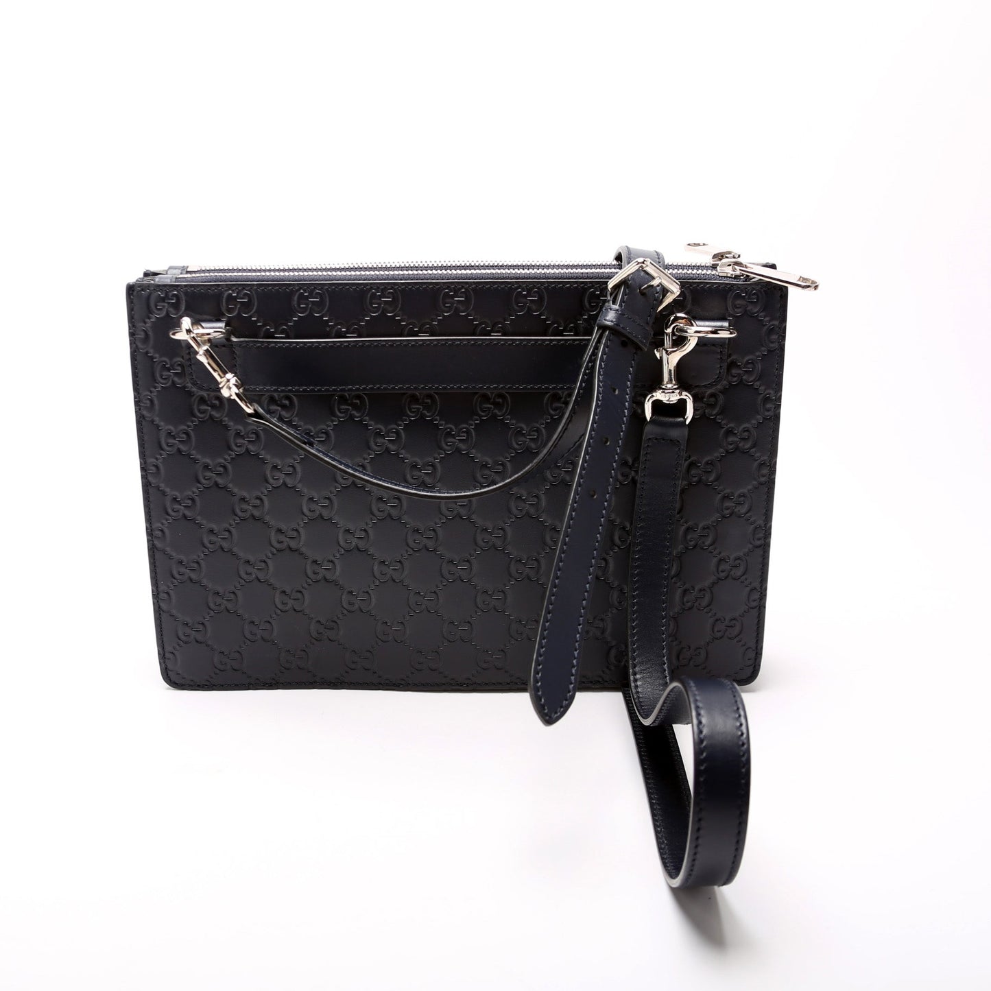 Gucci GG Double Zip Messenger Leather Travel Bag