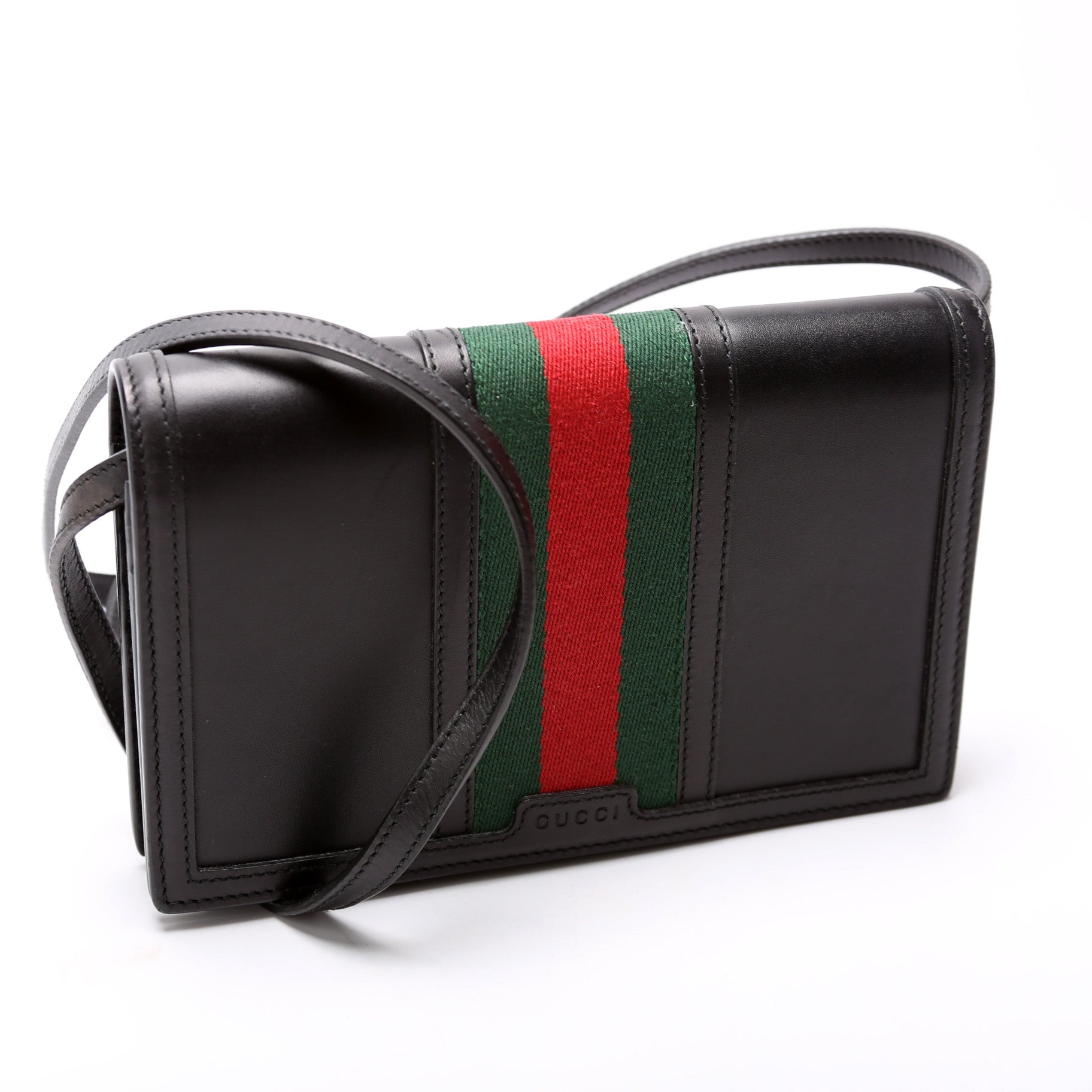 Gucci Web on Strap Calfskin Wallet Case
