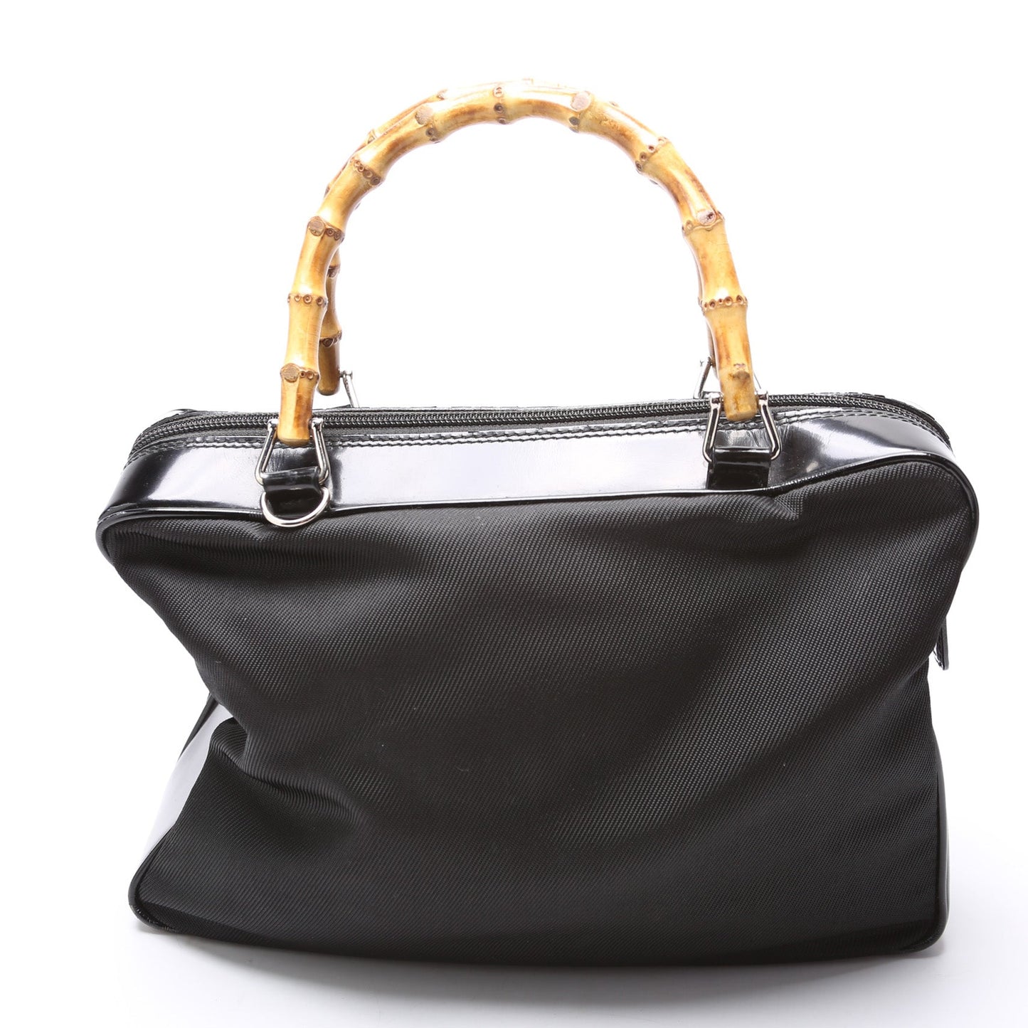 Gucci 000. Bamboo Handle Nylon Patent Travel Bag