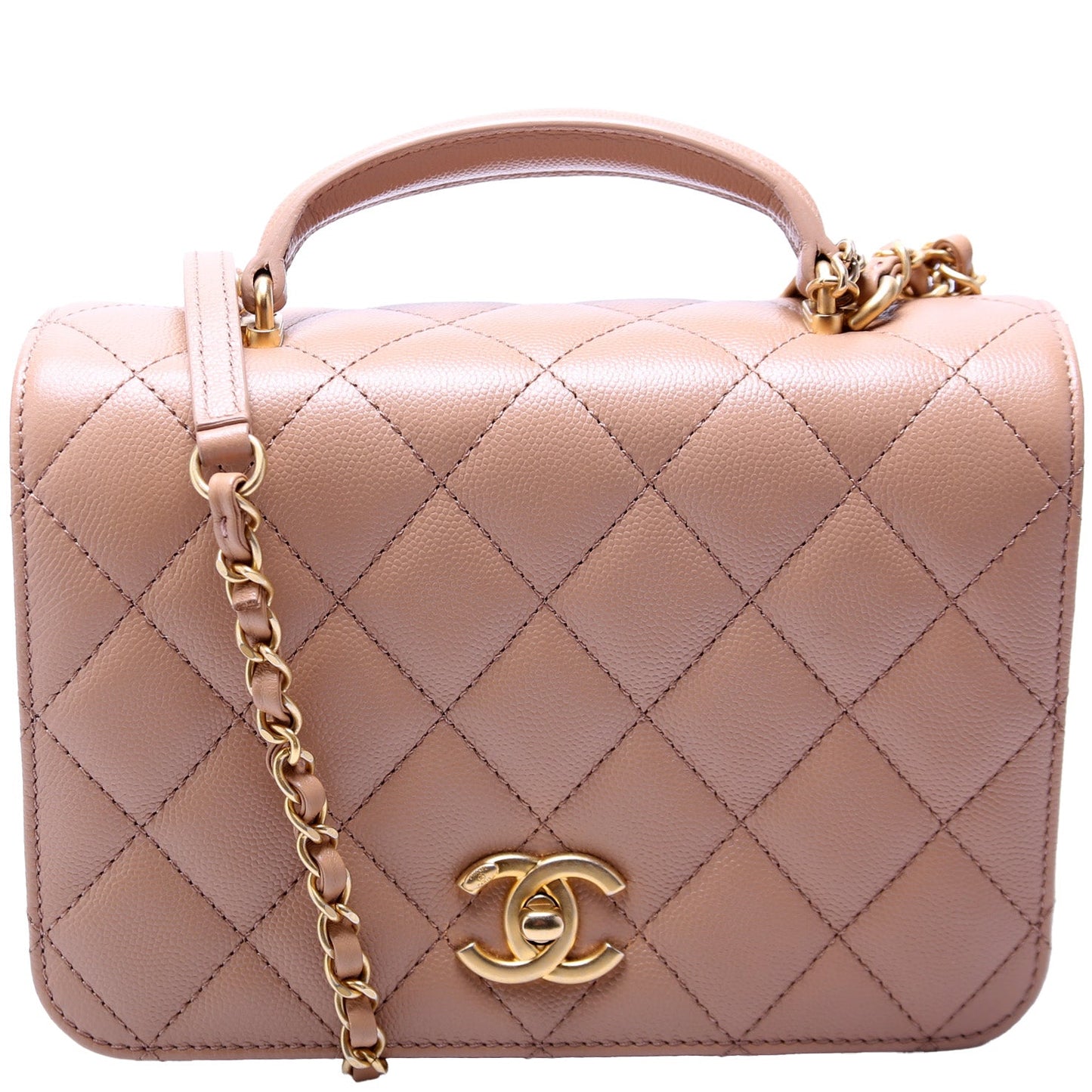 Chanel Top Handle Flap Quilted Caviar Mini Bag