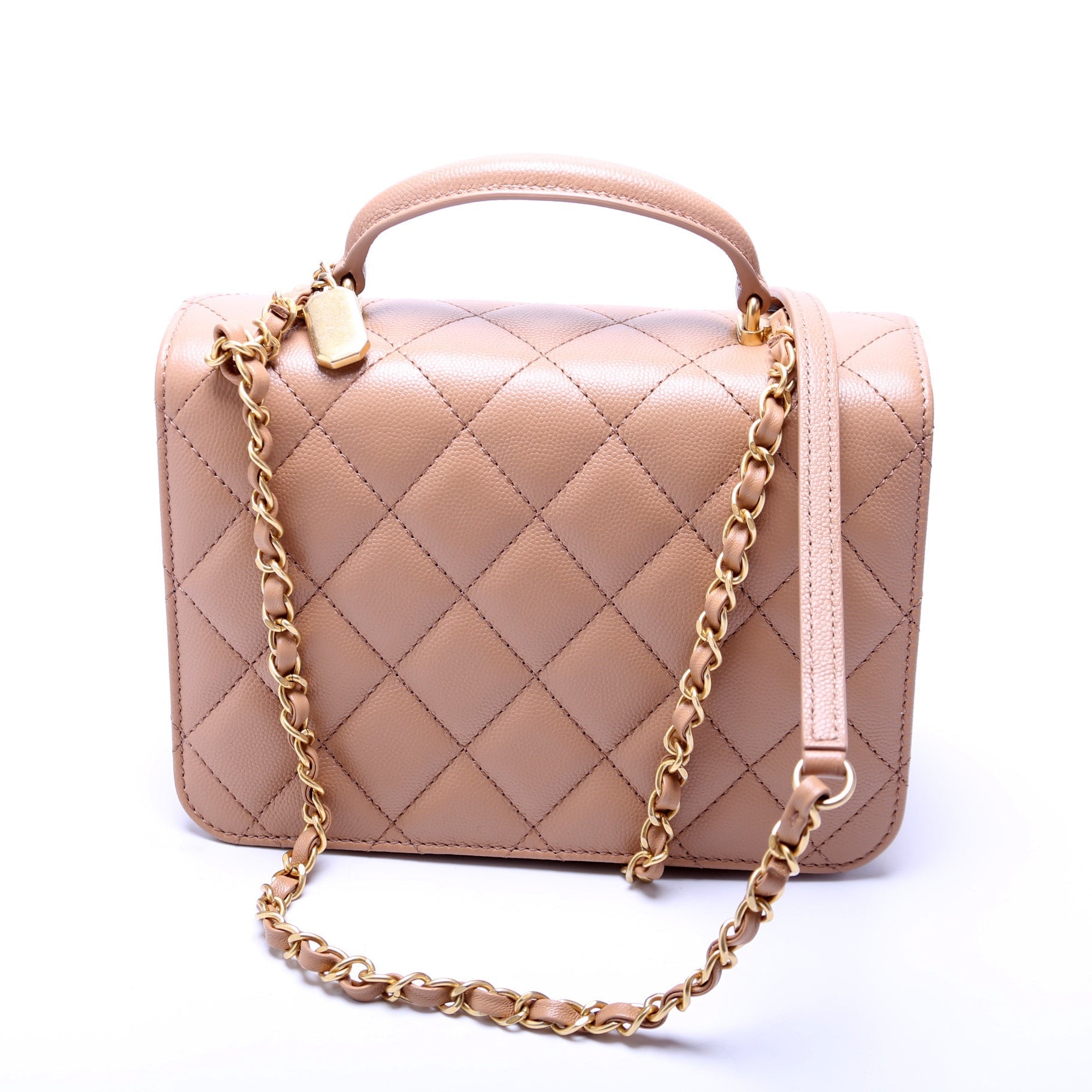Chanel Top Handle Flap Quilted Caviar Mini Bag