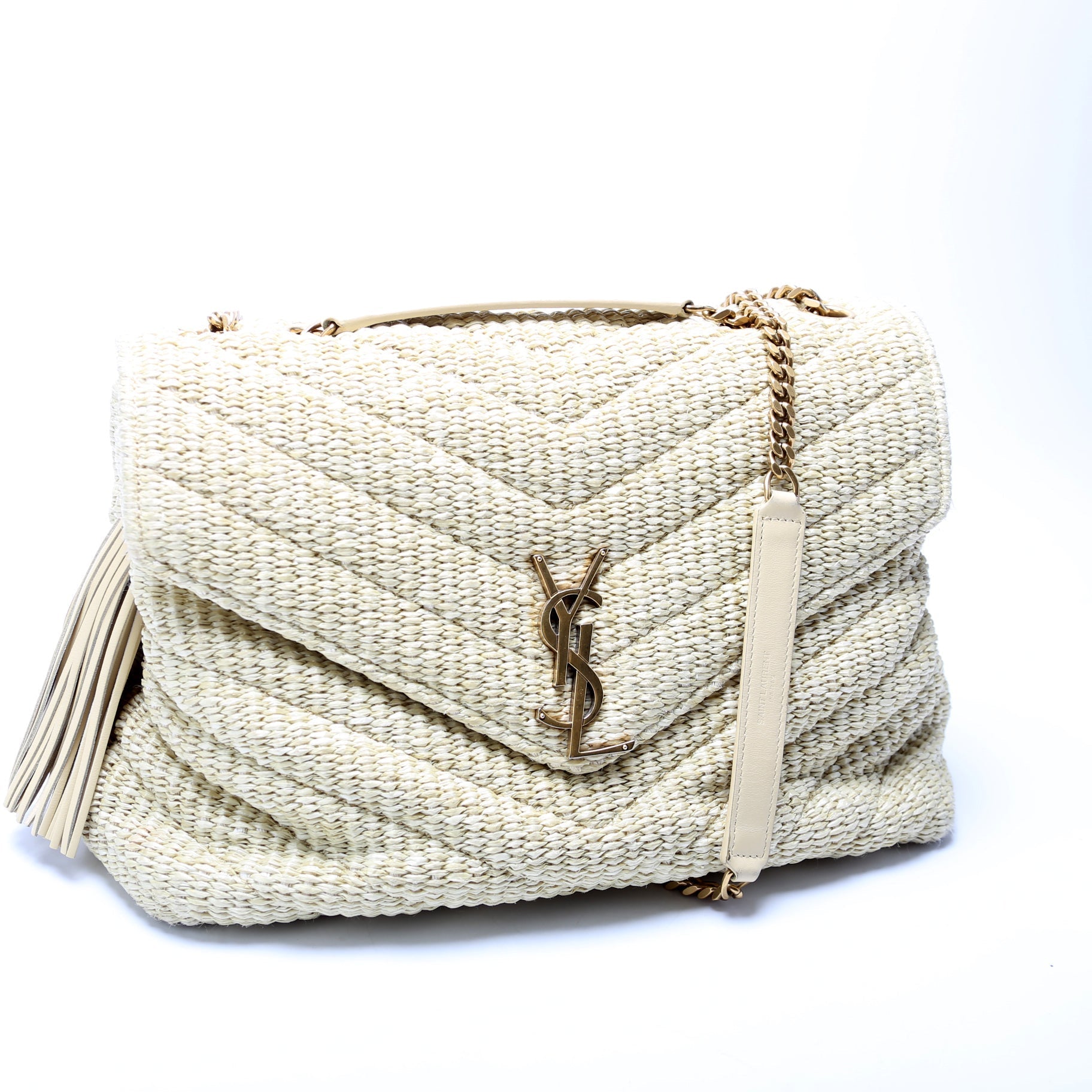 YSL Saint Laurent Saint Laurent Loulou Satchel Bag Raffia Medium Travel Bag