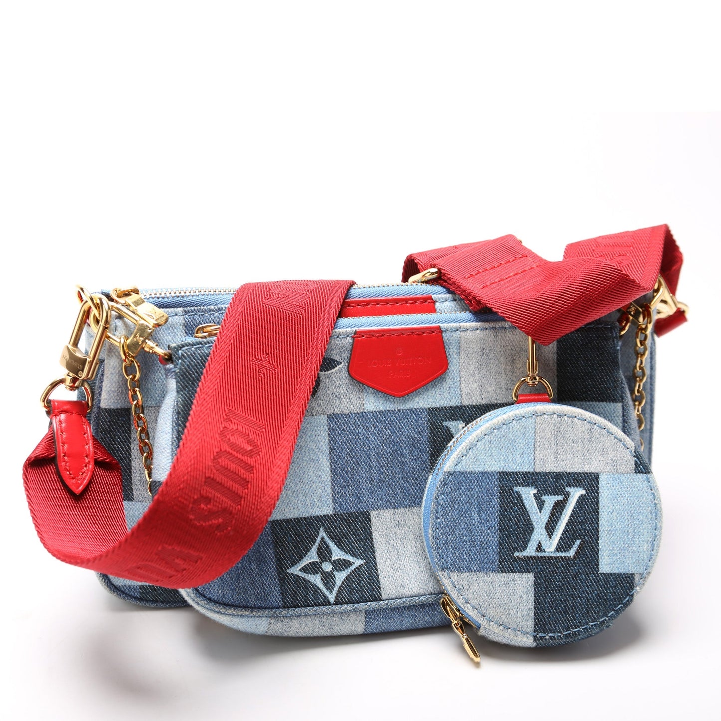 Louis Vuitton Multi Pochette Denim Damier Clutch Bag