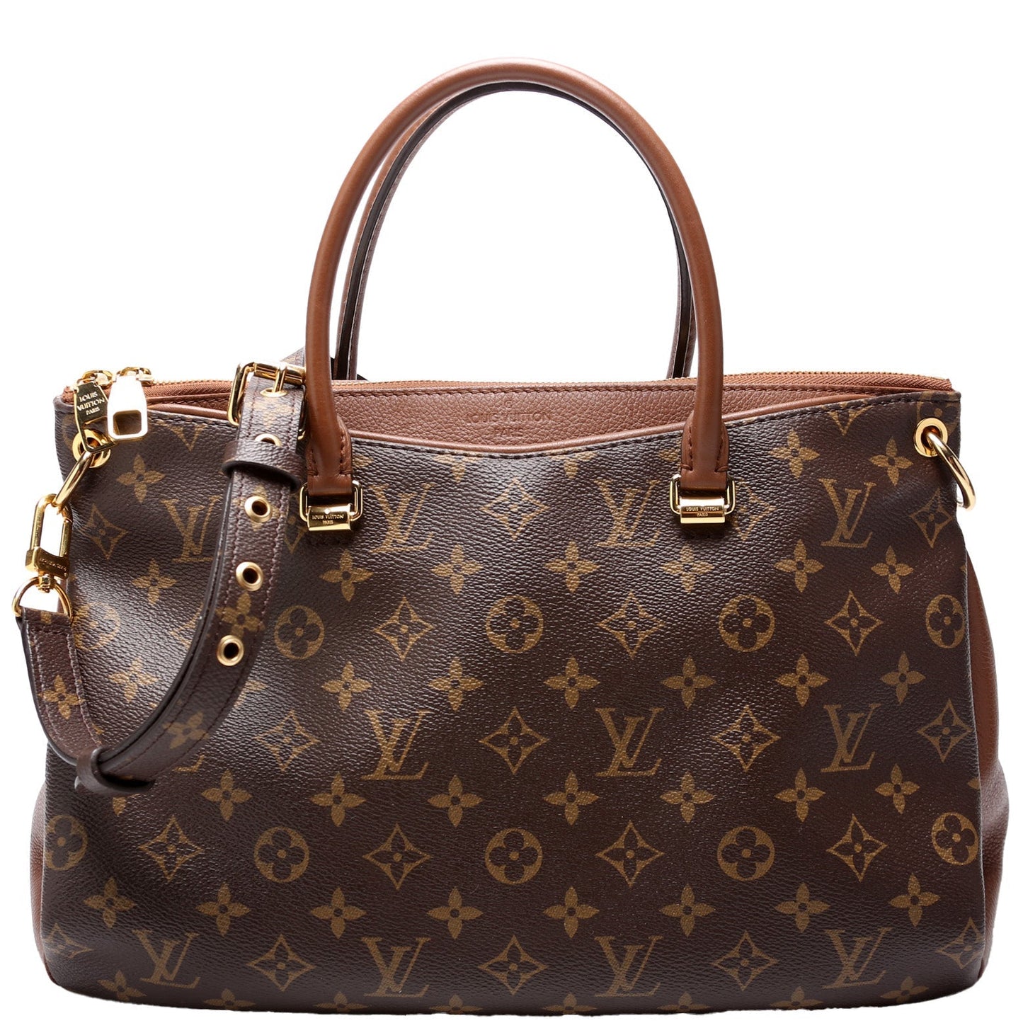 Louis Vuitton Pallas Side Monogram Leather Tote Bag Leather Side