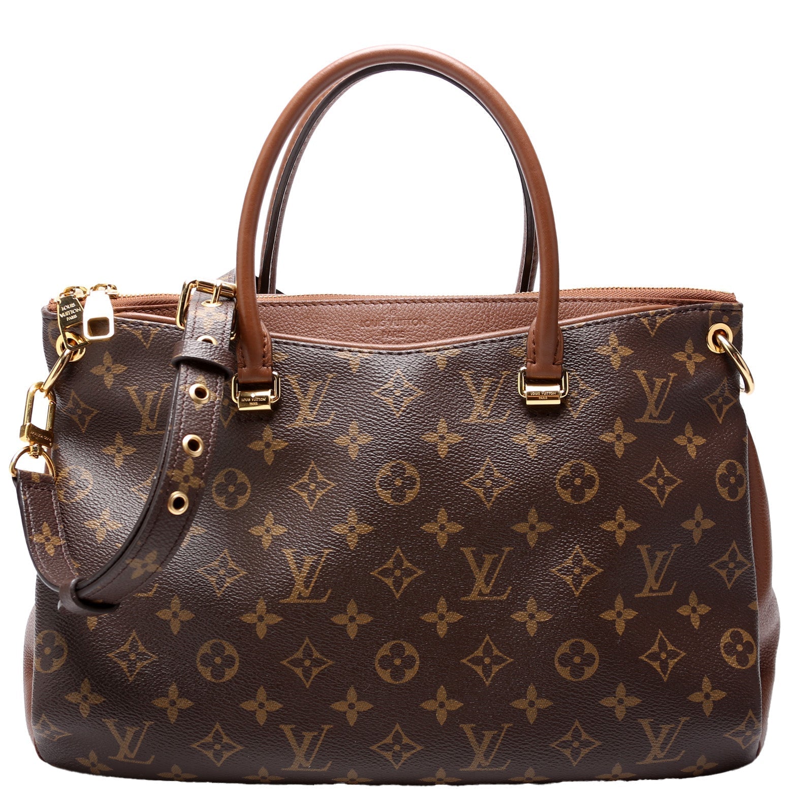 Louis Vuitton Pallas Side Monogram Leather Tote Bag Leather Side