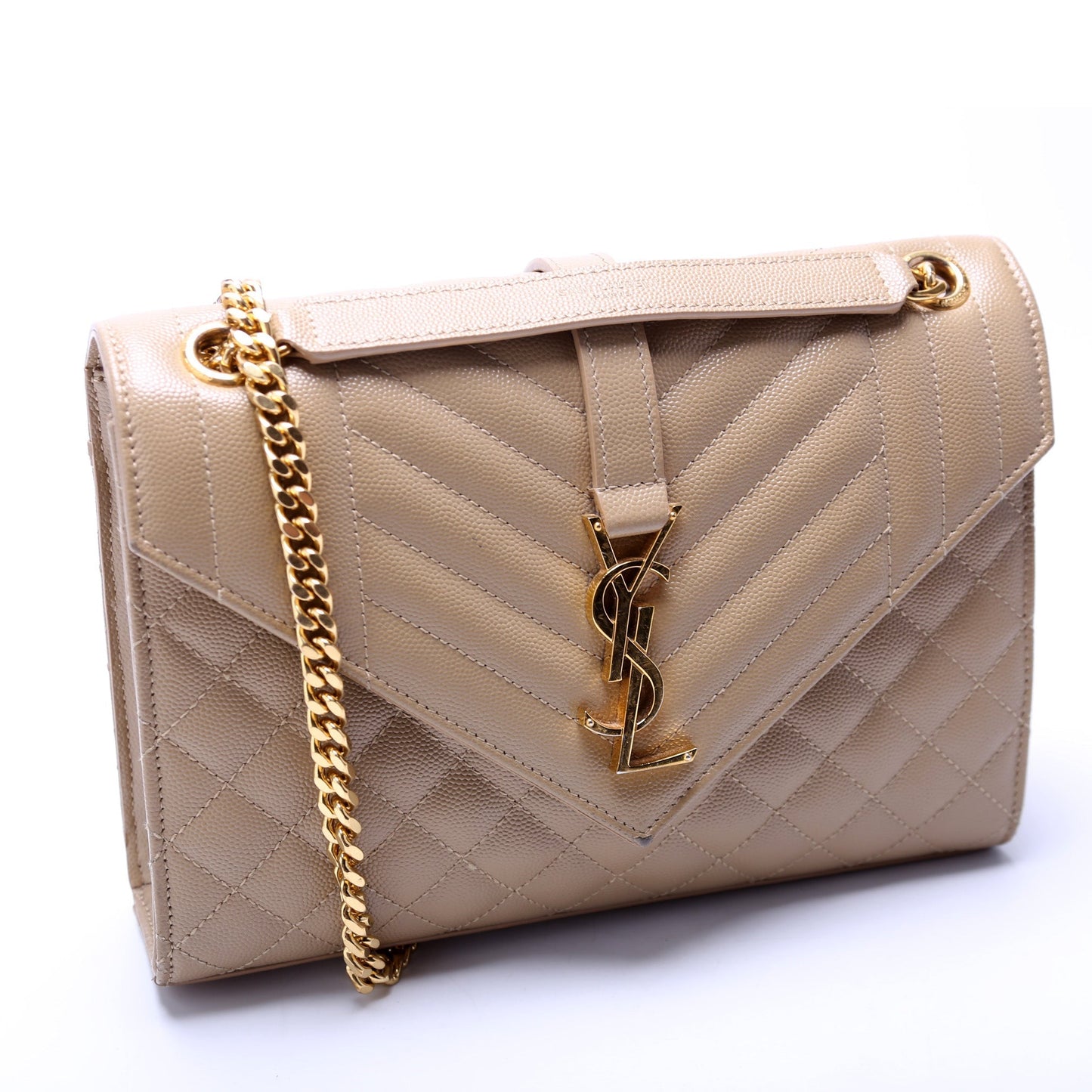 YSL Saint Laurent Saint Laurent Envelope Grain Triquilt Bag Medium Travel Bag