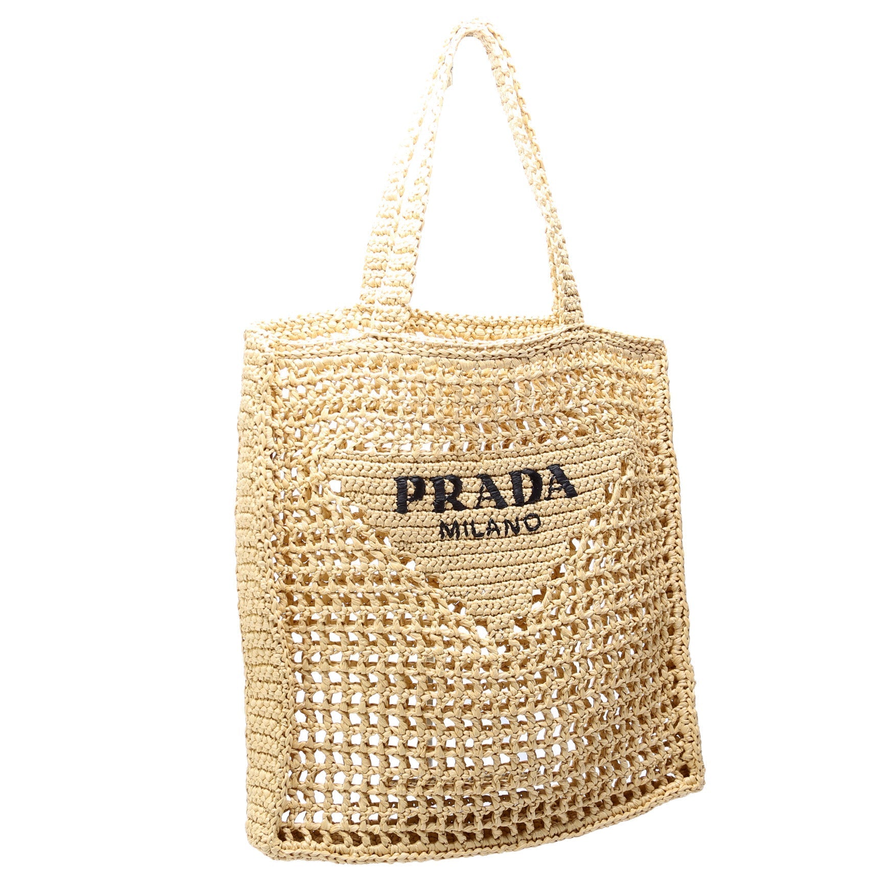 Prada Crochet Tote Bag Raffia