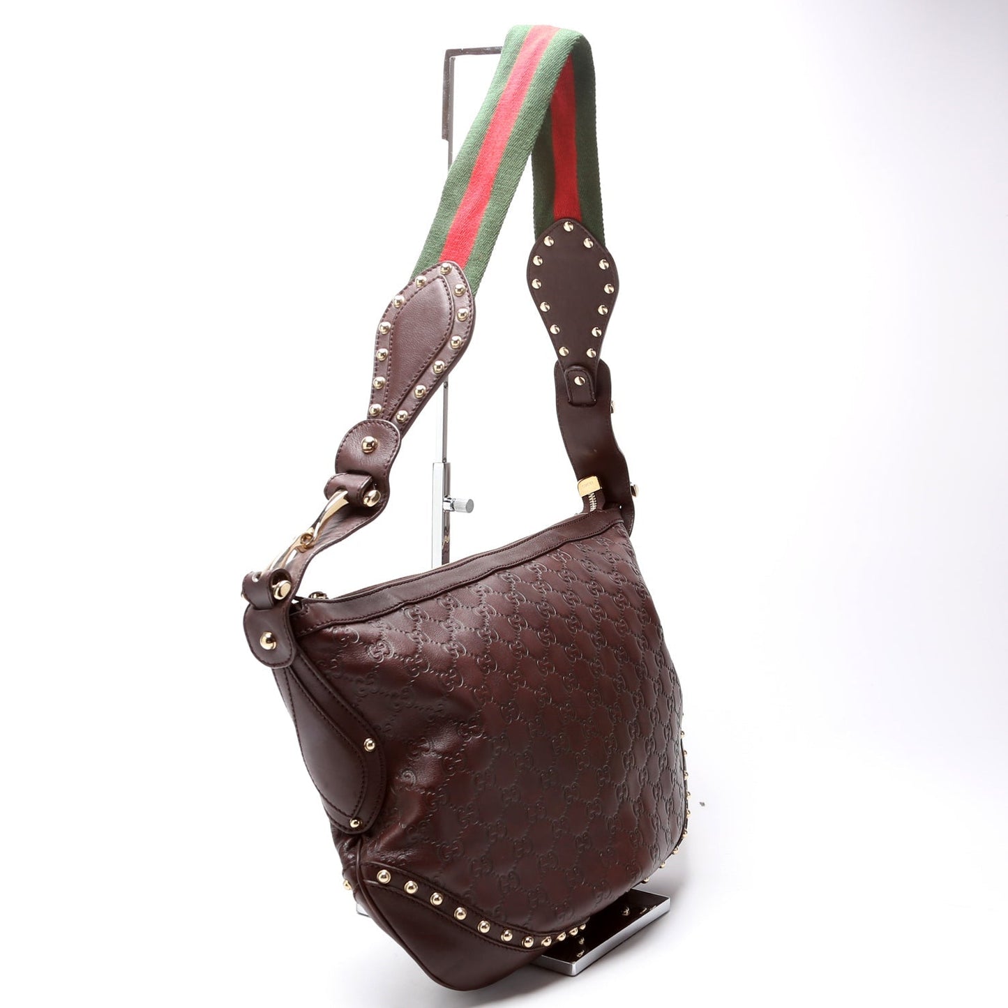 Gucci Studded Pelham Leather Shoulder Bag