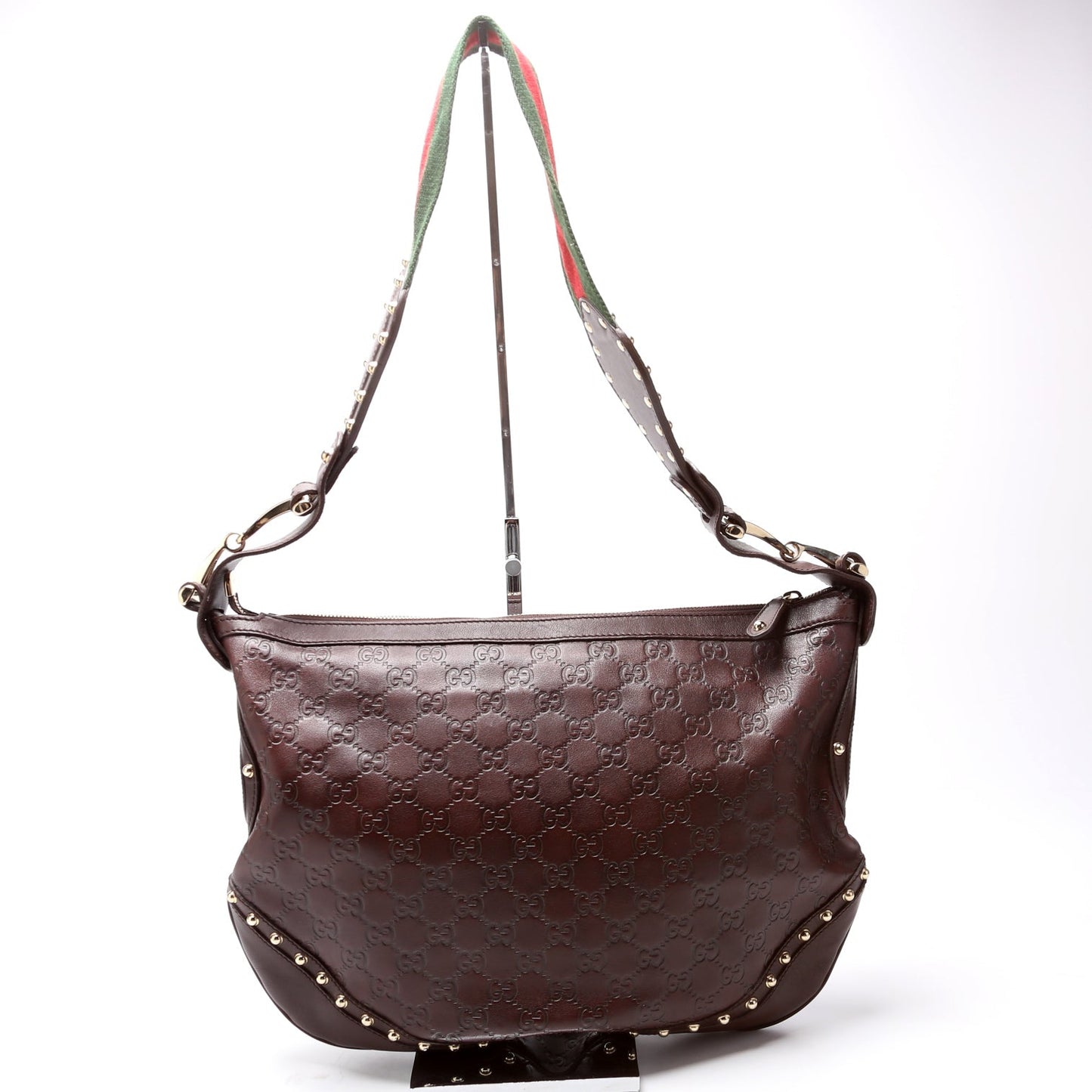Gucci Studded Pelham Leather Shoulder Bag