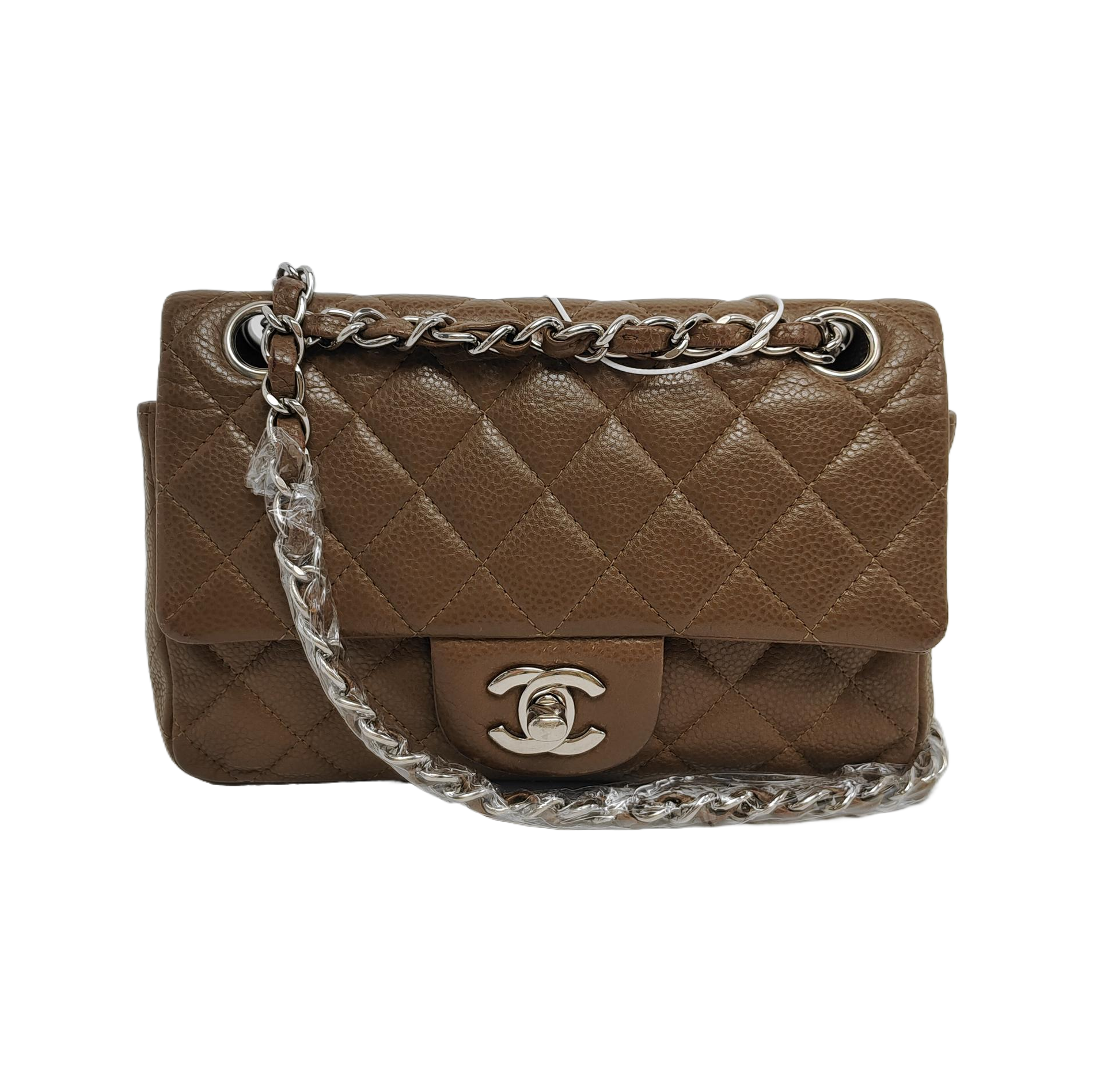 Chanel Classic Flap Rectangular Caviar Brown Leather Mini Bag