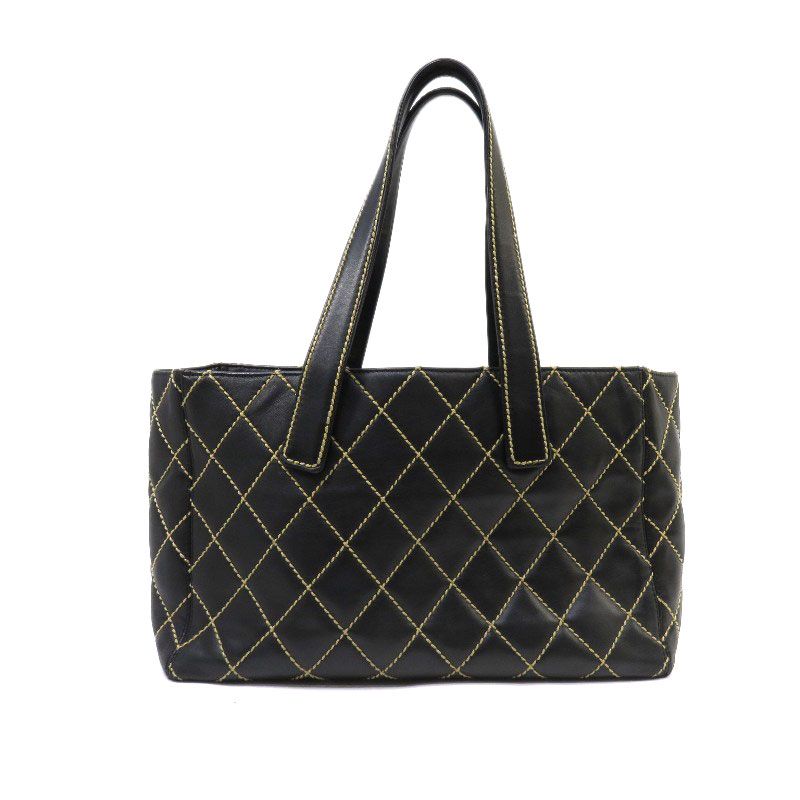 Chanel wild stitch fittings here mark handbag Black Gold Tote Bag