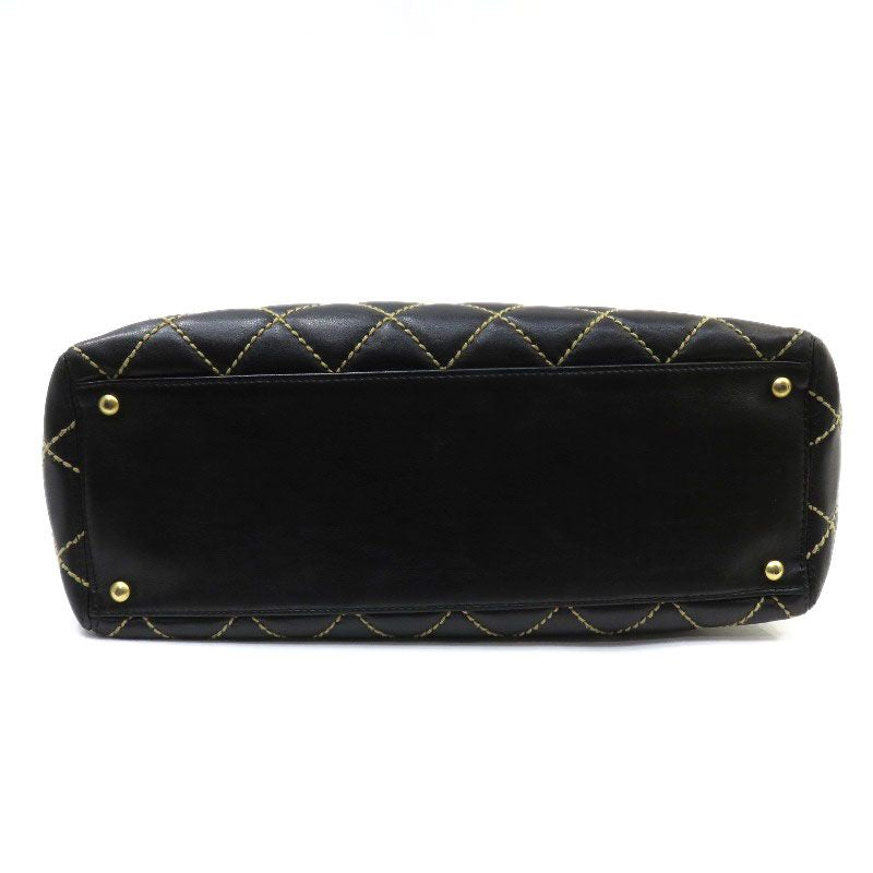 Chanel wild stitch fittings here mark handbag Black Gold Tote Bag
