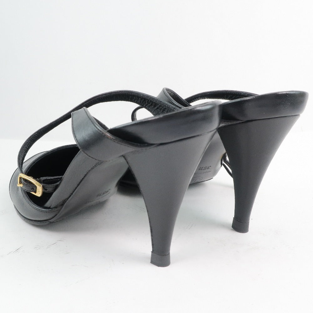 CHANEL Sandals Calfskin, patent leather black Women 35 1/2  