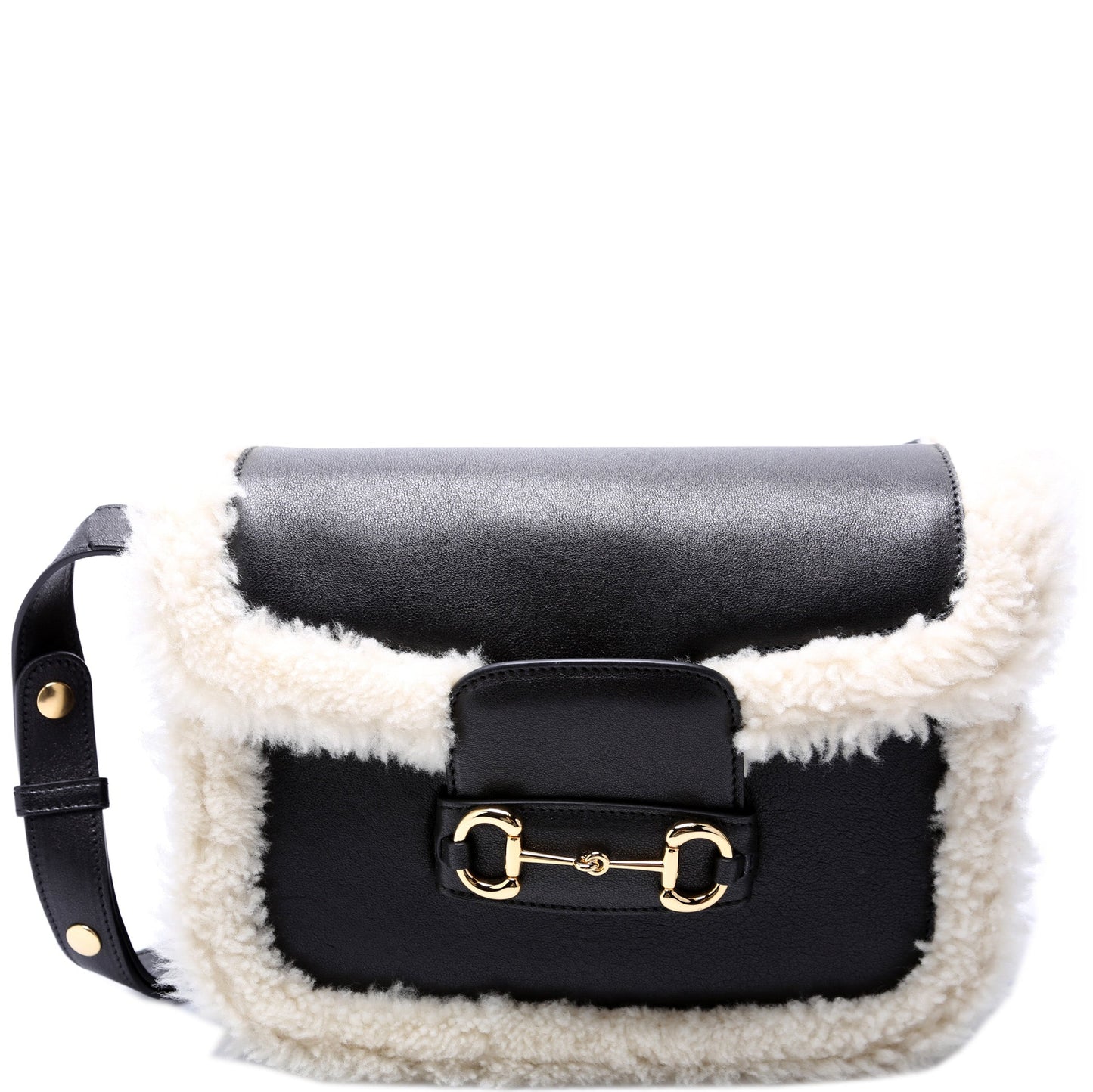 Gucci Horsebit Shearling Leather Shoulder Bag