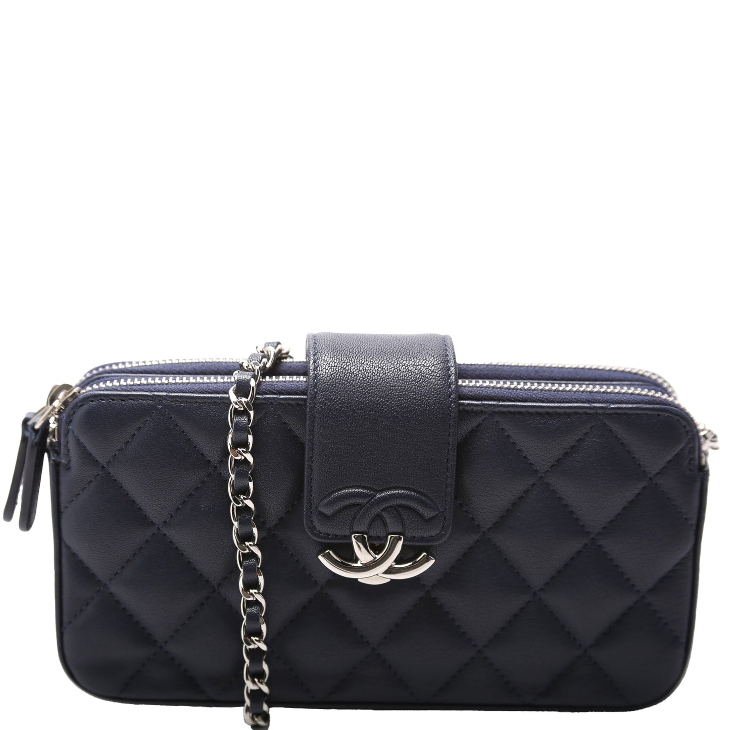 Chanel Box CC Double Zip WOC Lambskin Clutch Bag