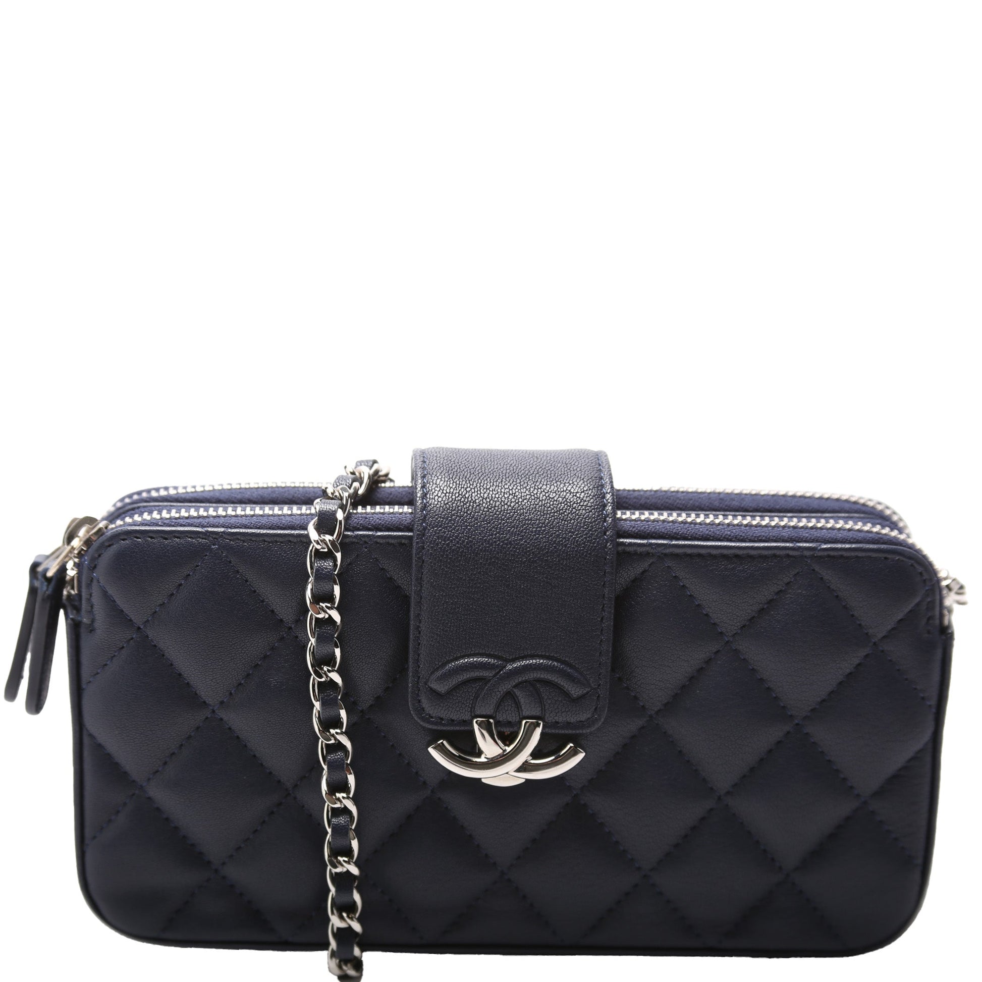 Chanel Box CC Double Zip WOC Lambskin Clutch Bag