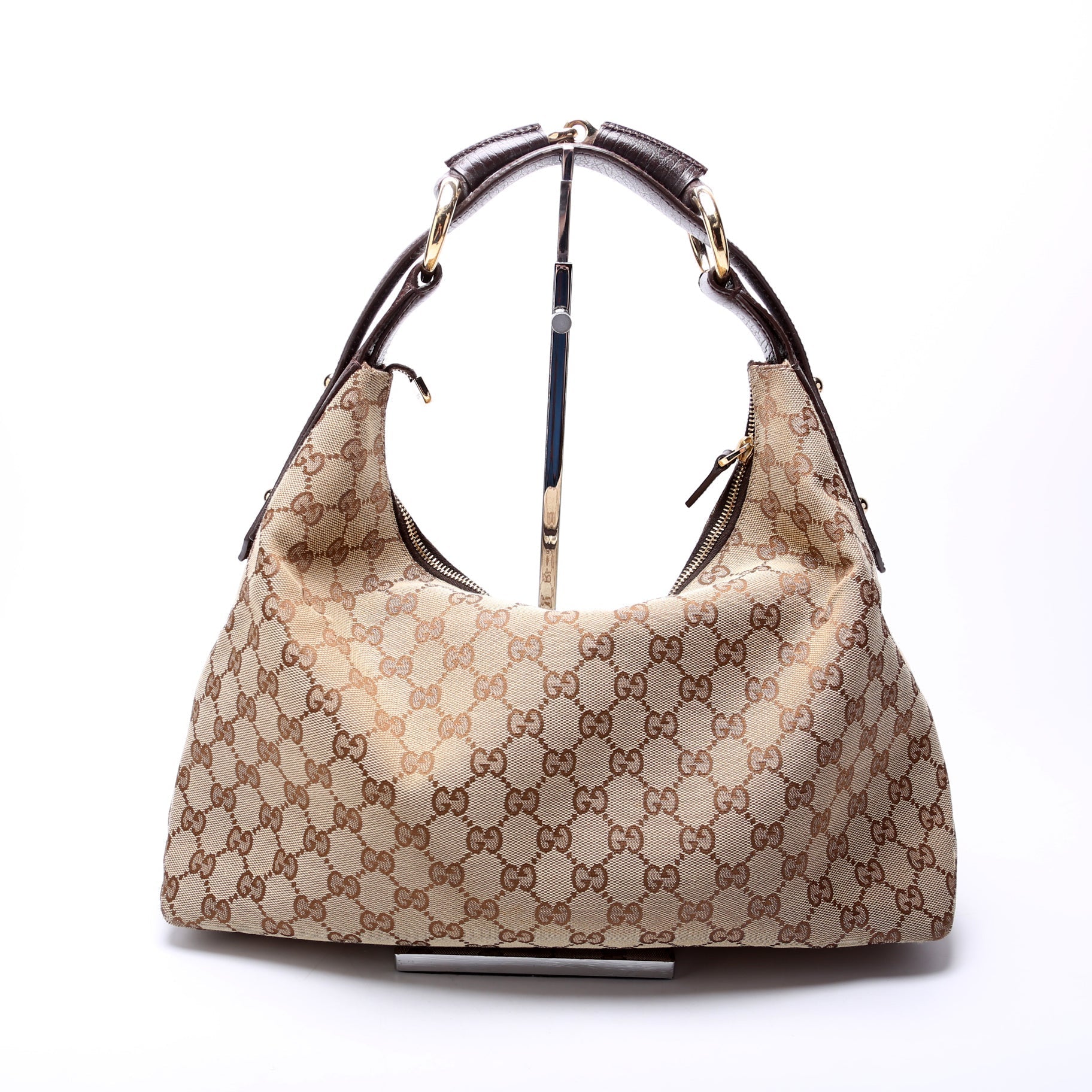 Gucci Horsebit GG Canvas Shoulder Bag