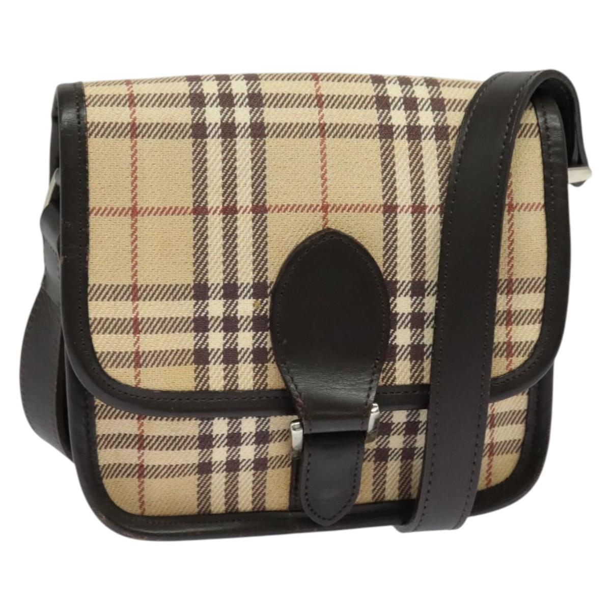 Burberry Nova Check Shoulder Bag Canvas Beige Shoulder Bag 114