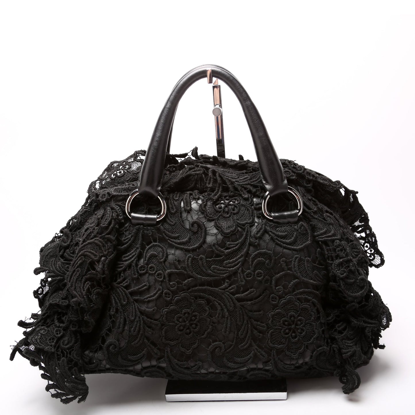 Prada Pizzo Lace Top Handle Bag Travel Bag