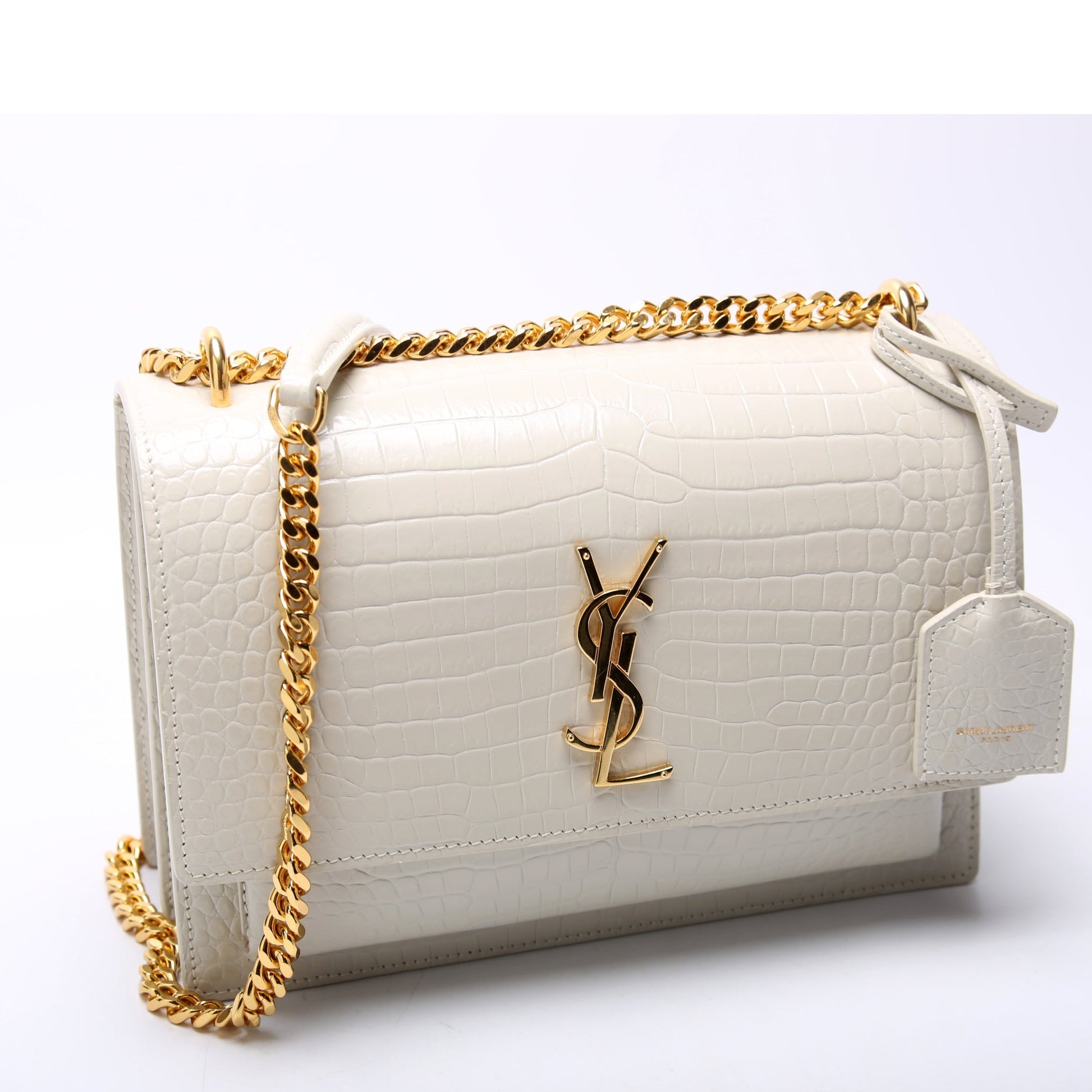 YSL Saint Laurent Saint Laurent Sunset Croc Embossed Bag Medium Travel Bag