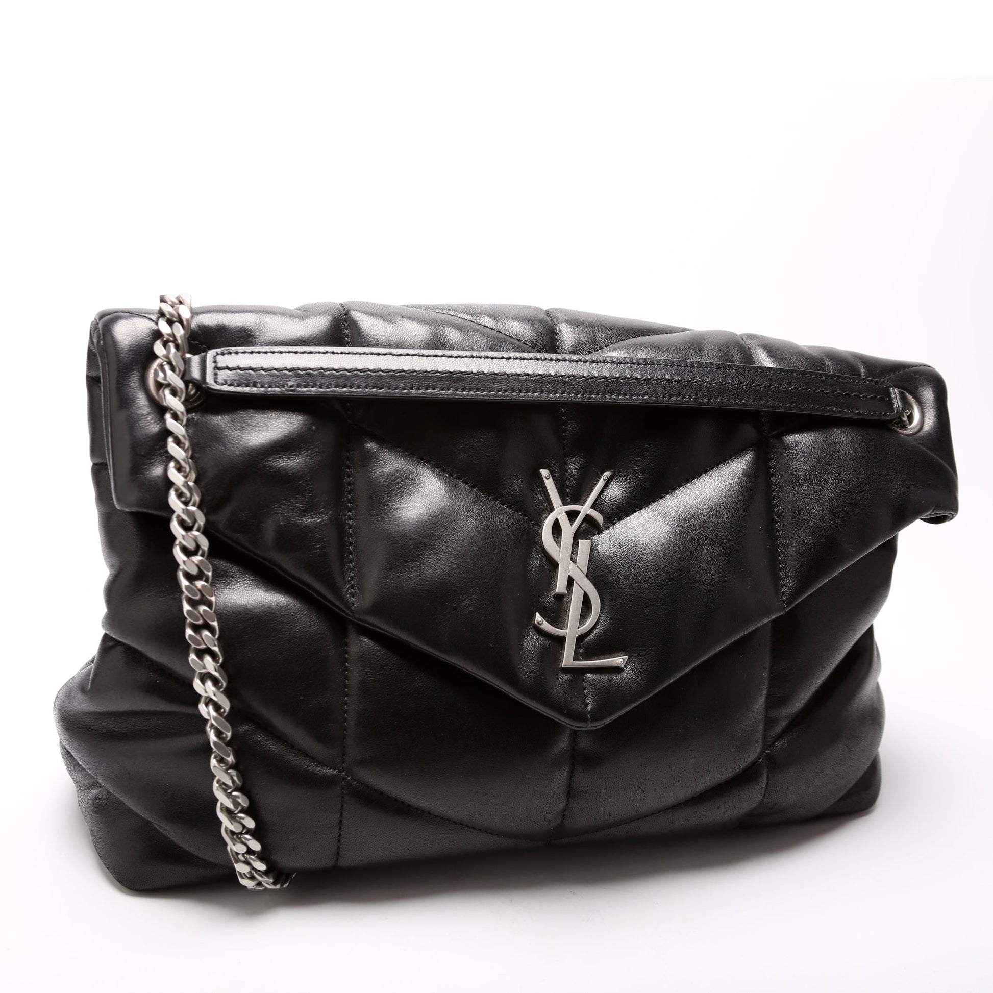 YSL Saint Laurent Puffer Bag Lambskin Quilted Medium Travel Bag