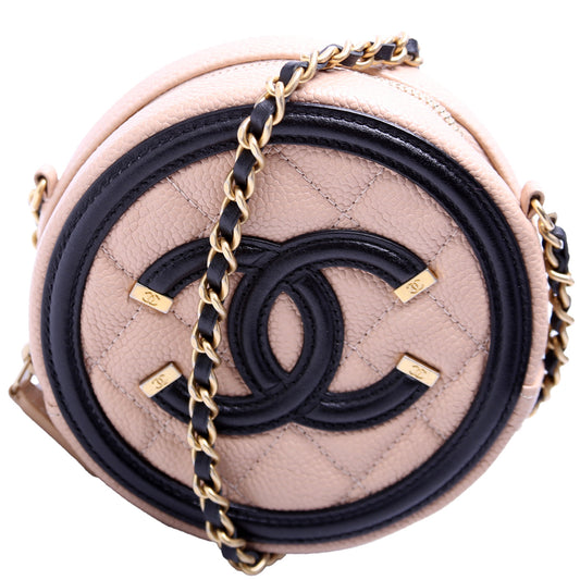 Chanel Filigree Round Caviar 26M Crossbody Bag
