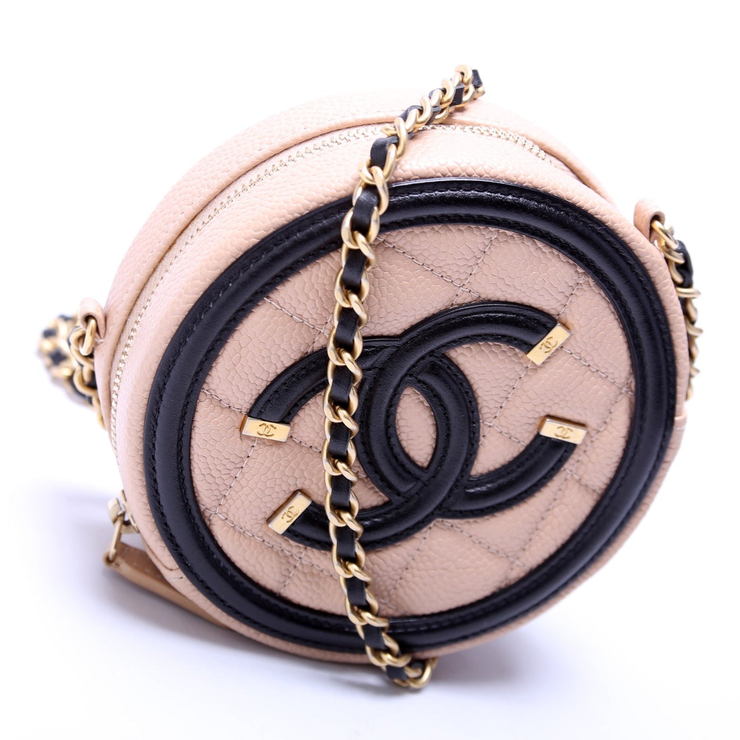Chanel Filigree Round Caviar 26M Crossbody Bag