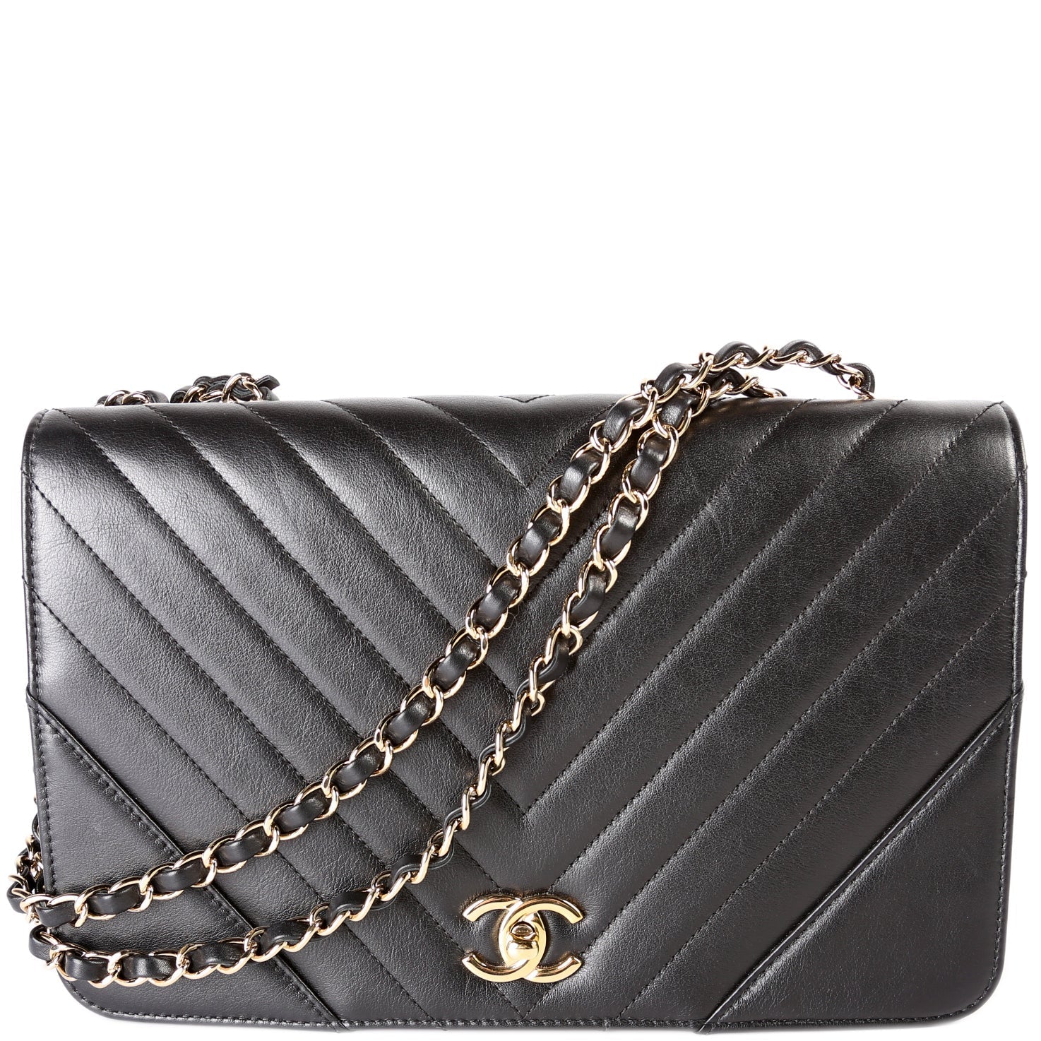 Chanel Statement Flap Quilted Chevron Calfskin 27M Handbag