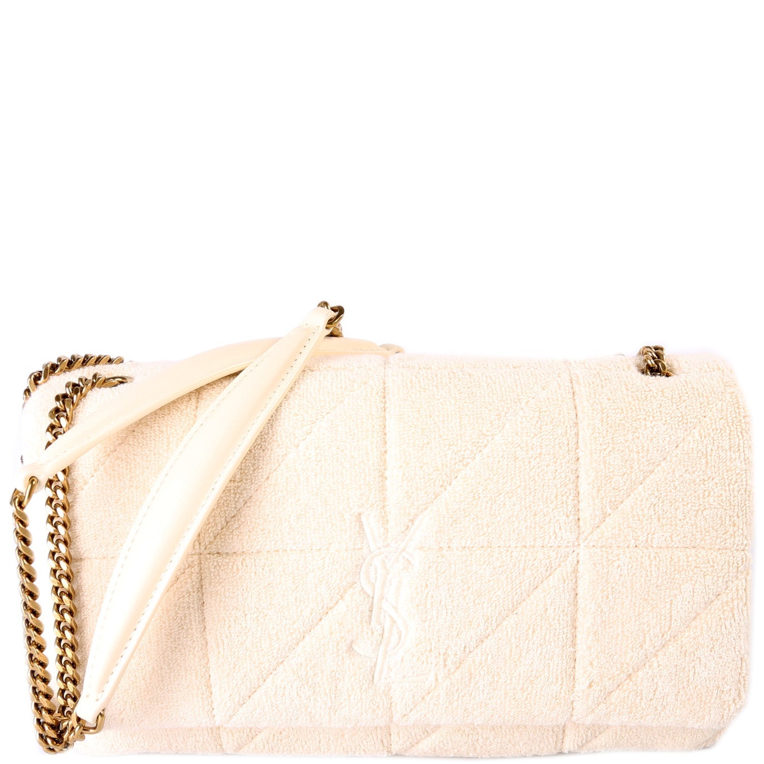 YSL Saint Laurent Saint Laurent Jamie Patchwork Terry Cloth Bag Medium Chain Travel Bag