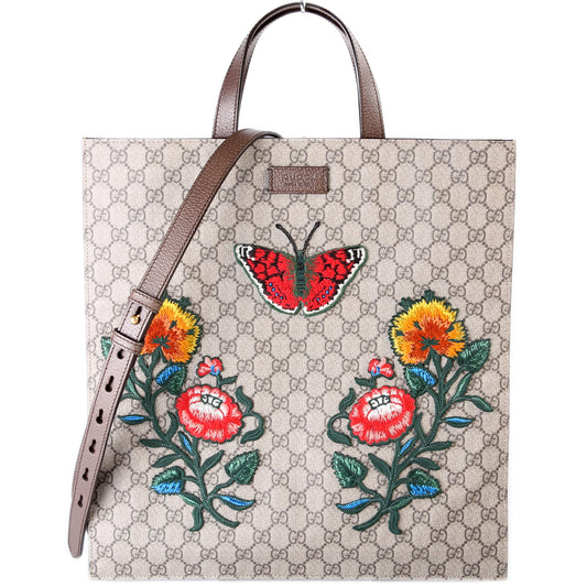 Gucci Soft GG Supreme Embroidered Vertical Tote Bag