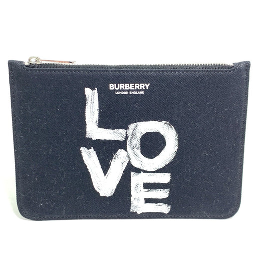 Burberry Pouch Makeup Pouch Cosmetics Pouch Love Women Handbag Canvas Black Travel Bag