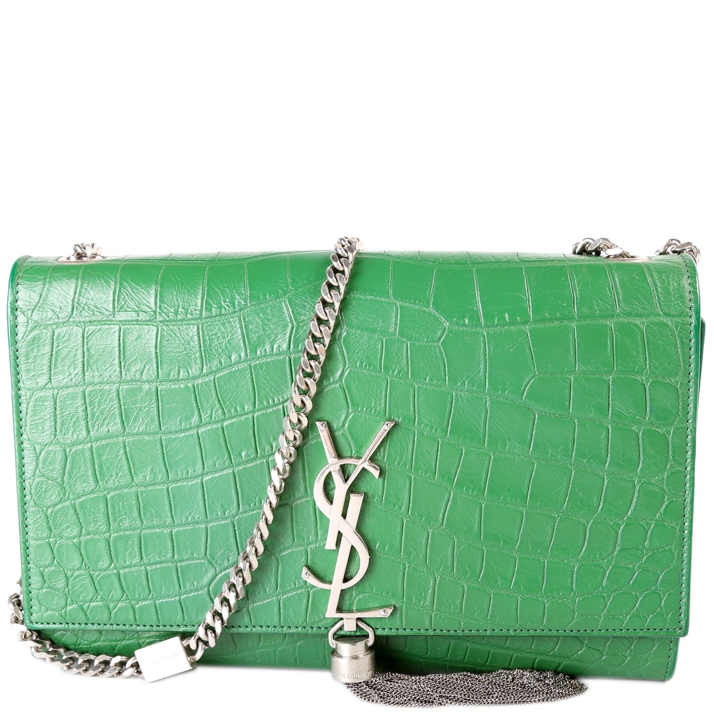 YSL Saint Laurent Kate Tassel Satchel Croc Embossed Bag Medium Travel Bag