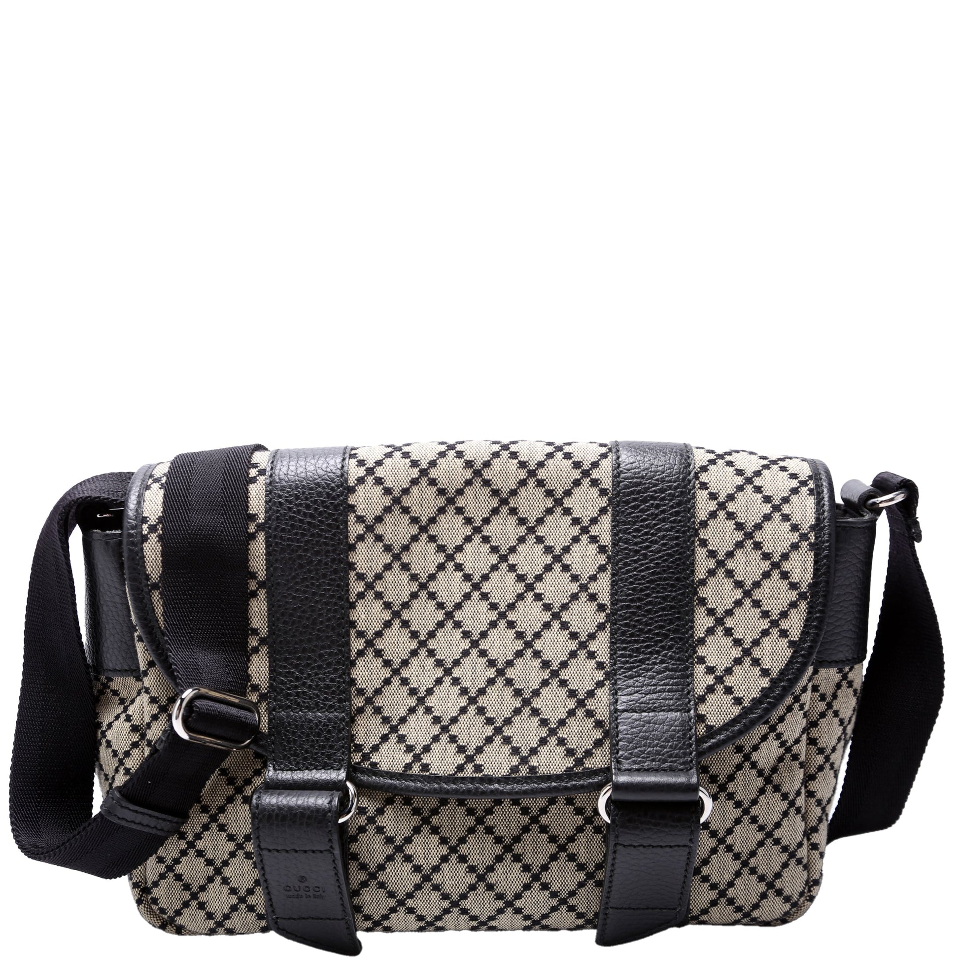 Gucci Diamante Double Buckle Messenger Canvas Small Flap Travel Bag