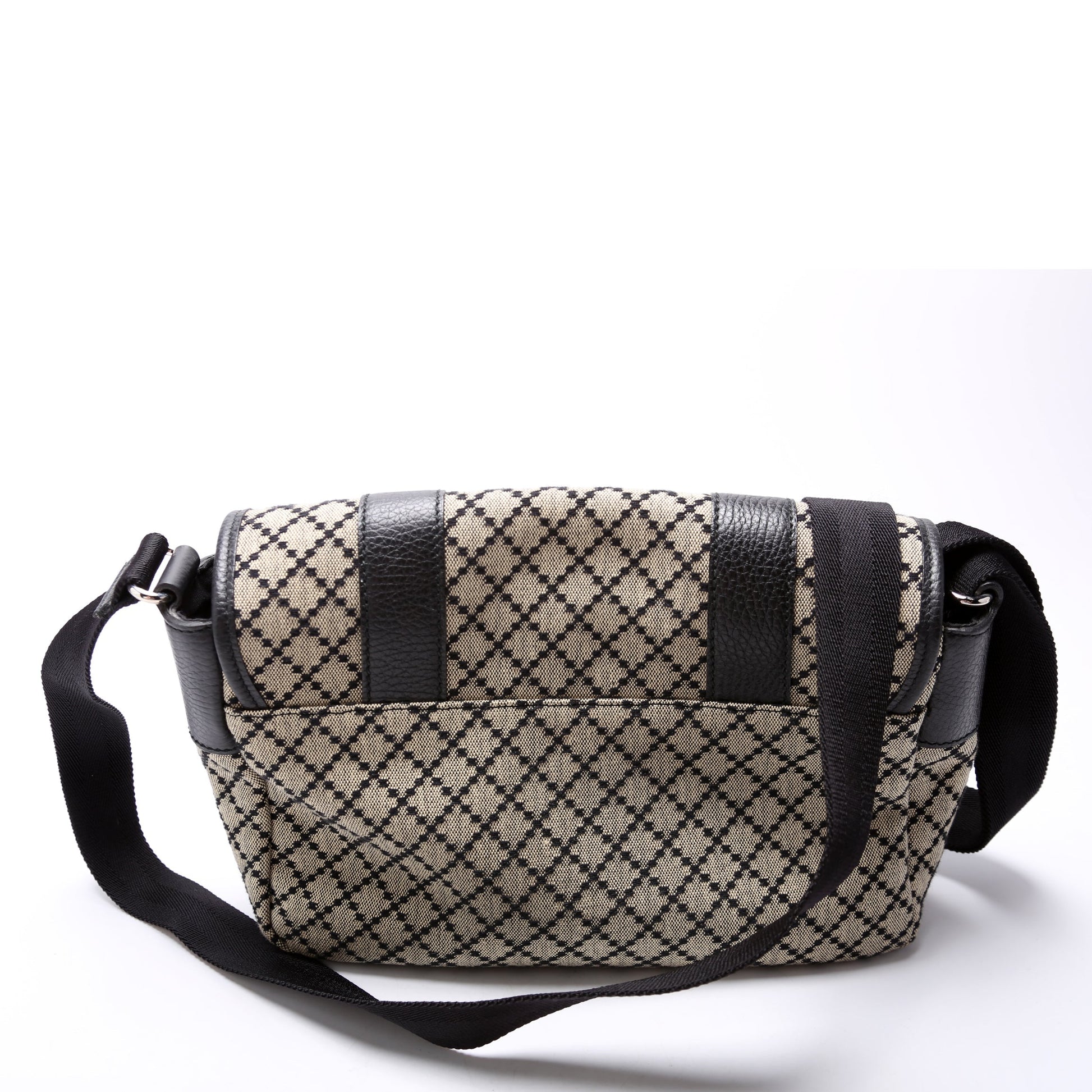 Gucci Diamante Double Buckle Messenger Canvas Small Flap Travel Bag