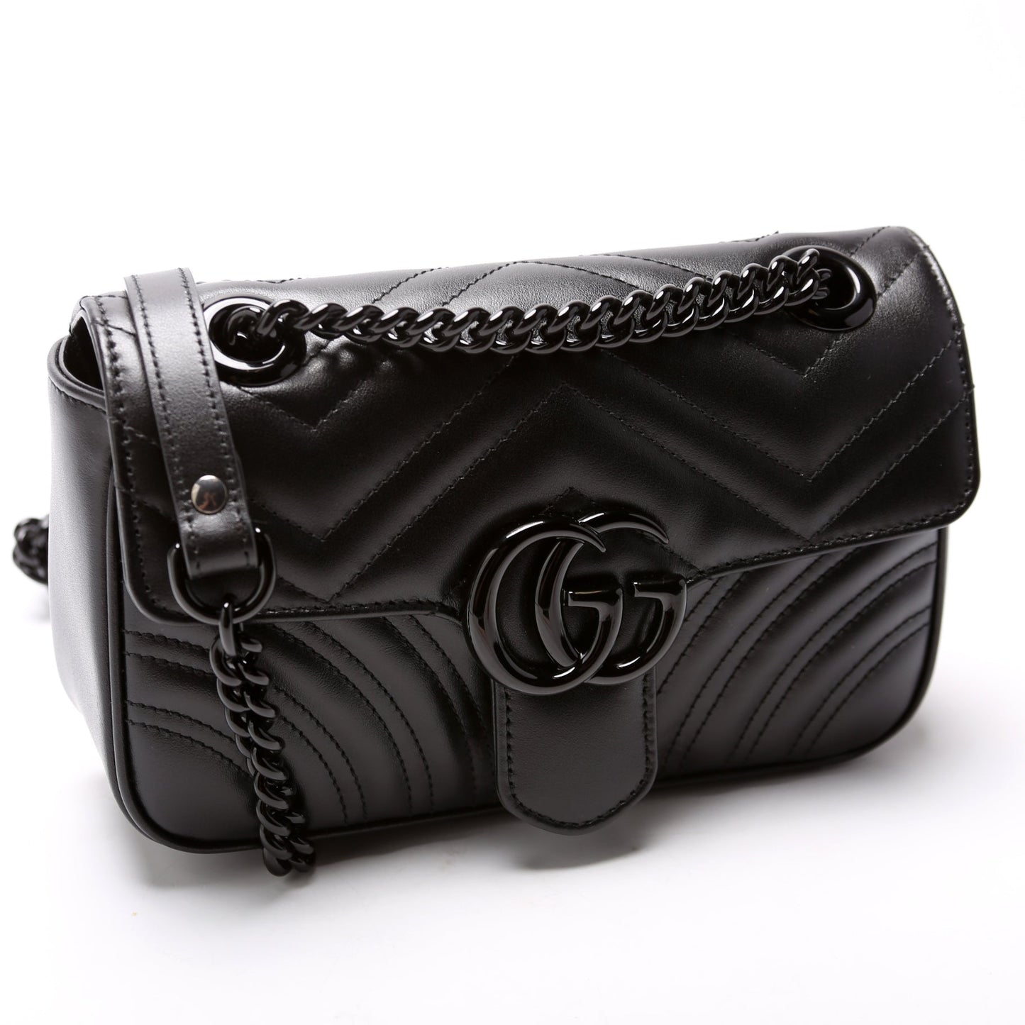 Gucci Marmont Monochrome Leather Mini Flap Shoulder Bag