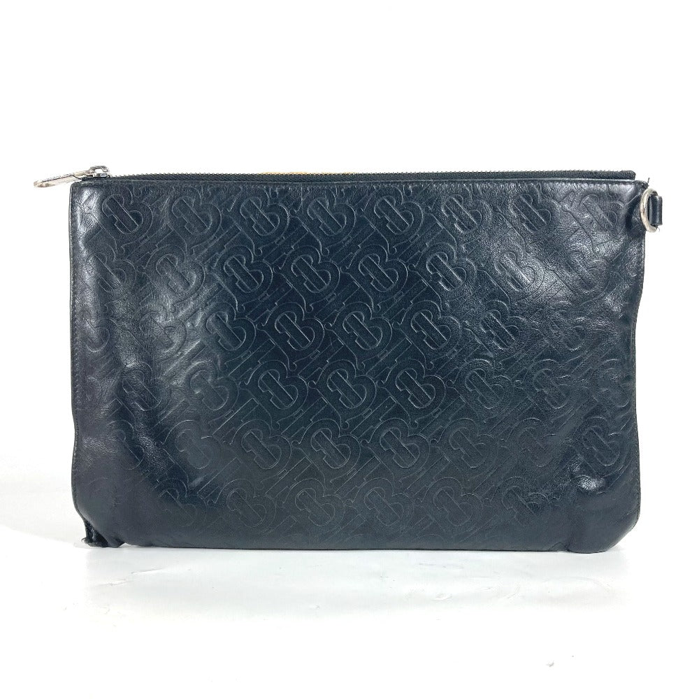 Burberry Clutch Bag Tb Mens Leather Black Logo
