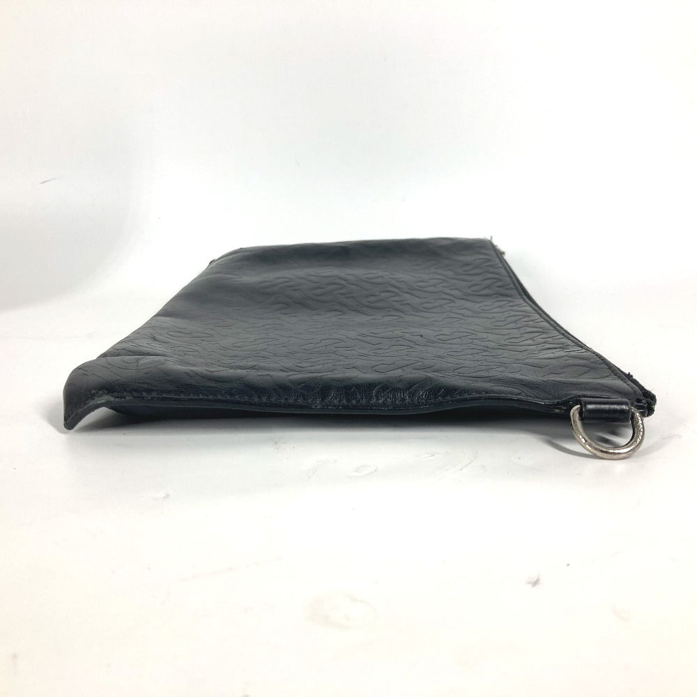 Burberry Clutch Bag Tb Mens Leather Black Logo