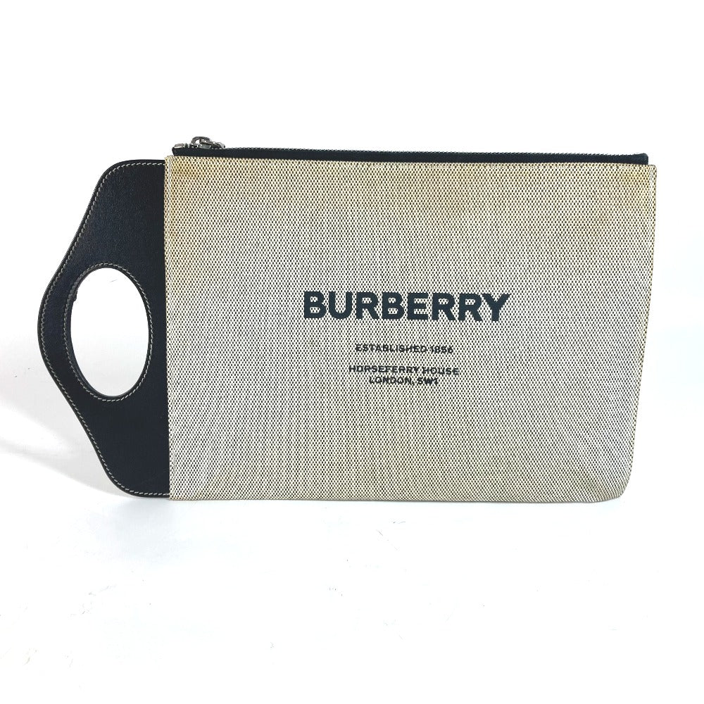 Burberry Clutch Bag Mens Leather Canvas Gray