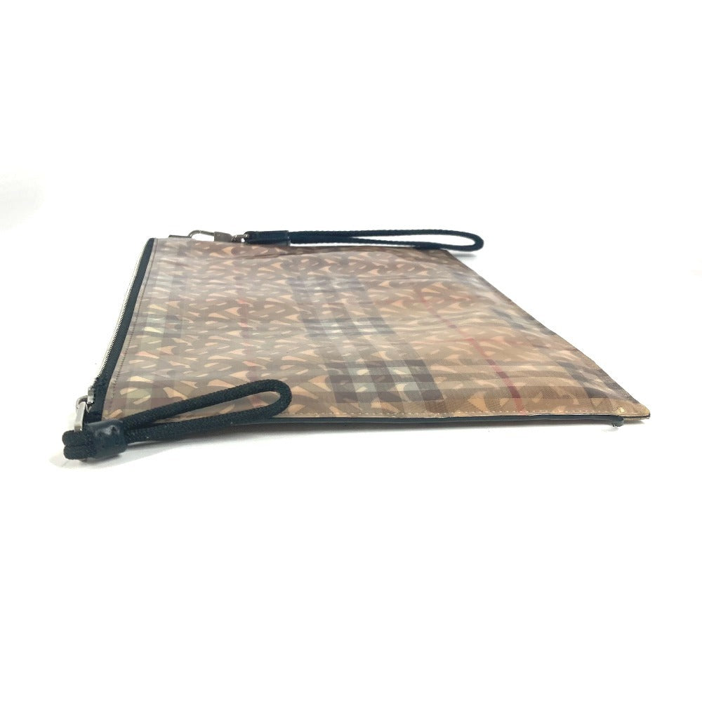 Burberry Clutch Bag Check Tb Nylon Beige Logo