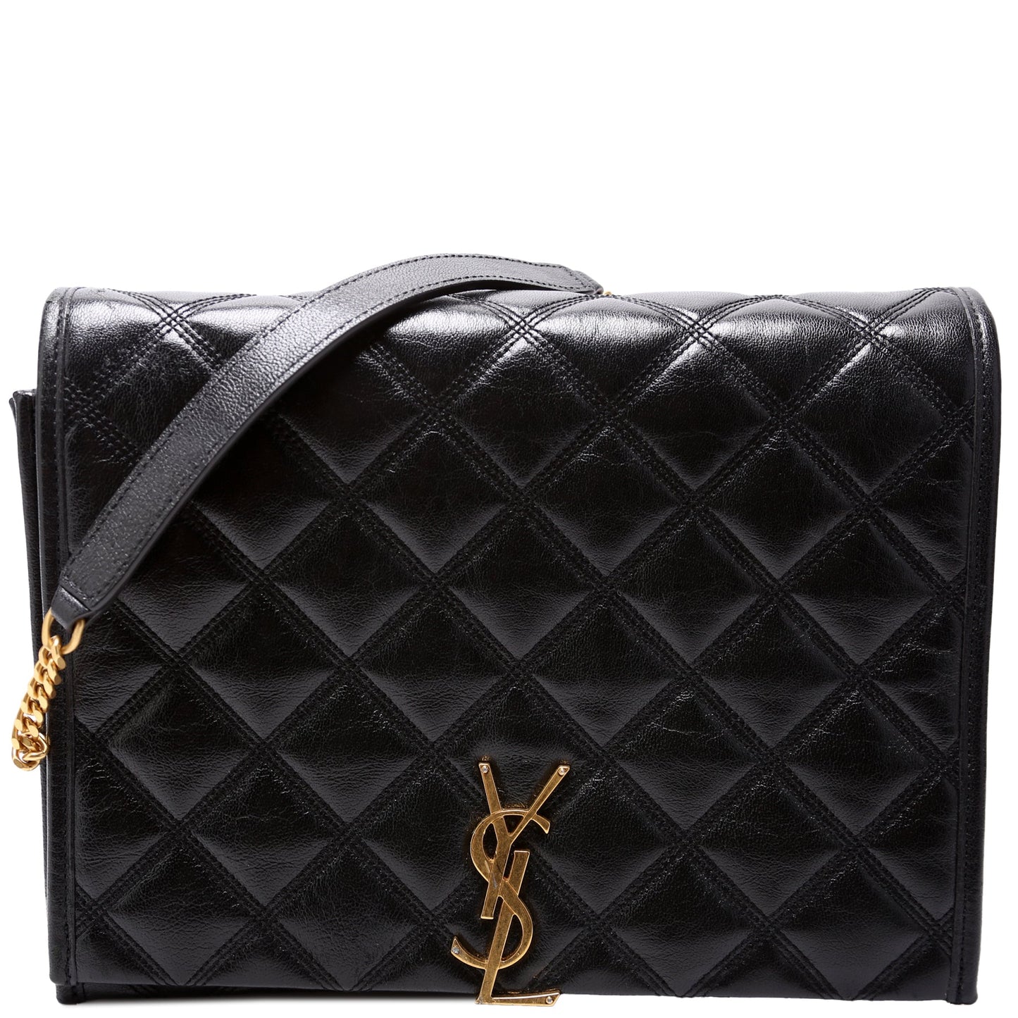 YSL Saint Laurent Saint Laurent Becky Lambskin Shoulder Bag Quilted Large
