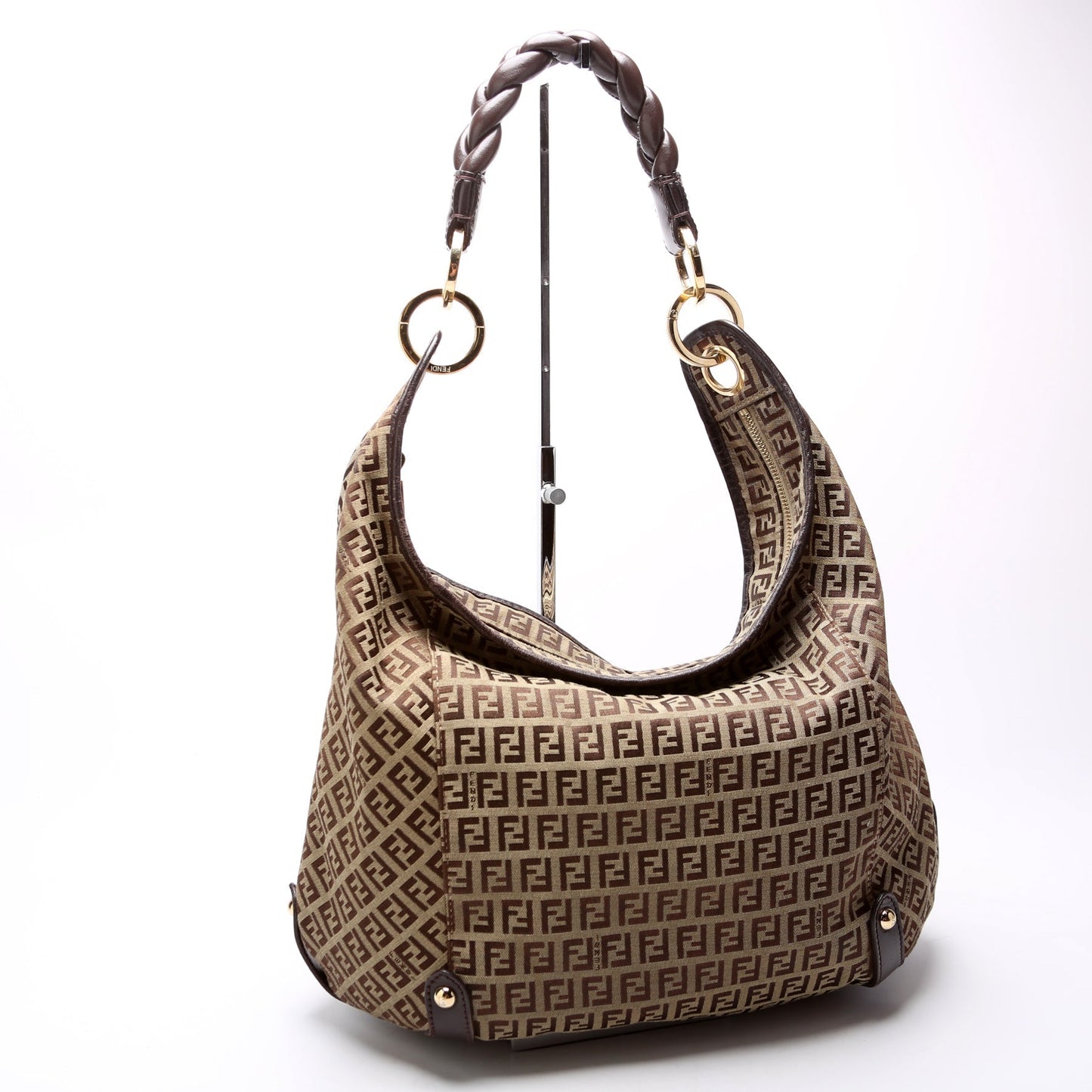 Fendi 8Br583 Zucchino Braided Hobo Bag Canvas