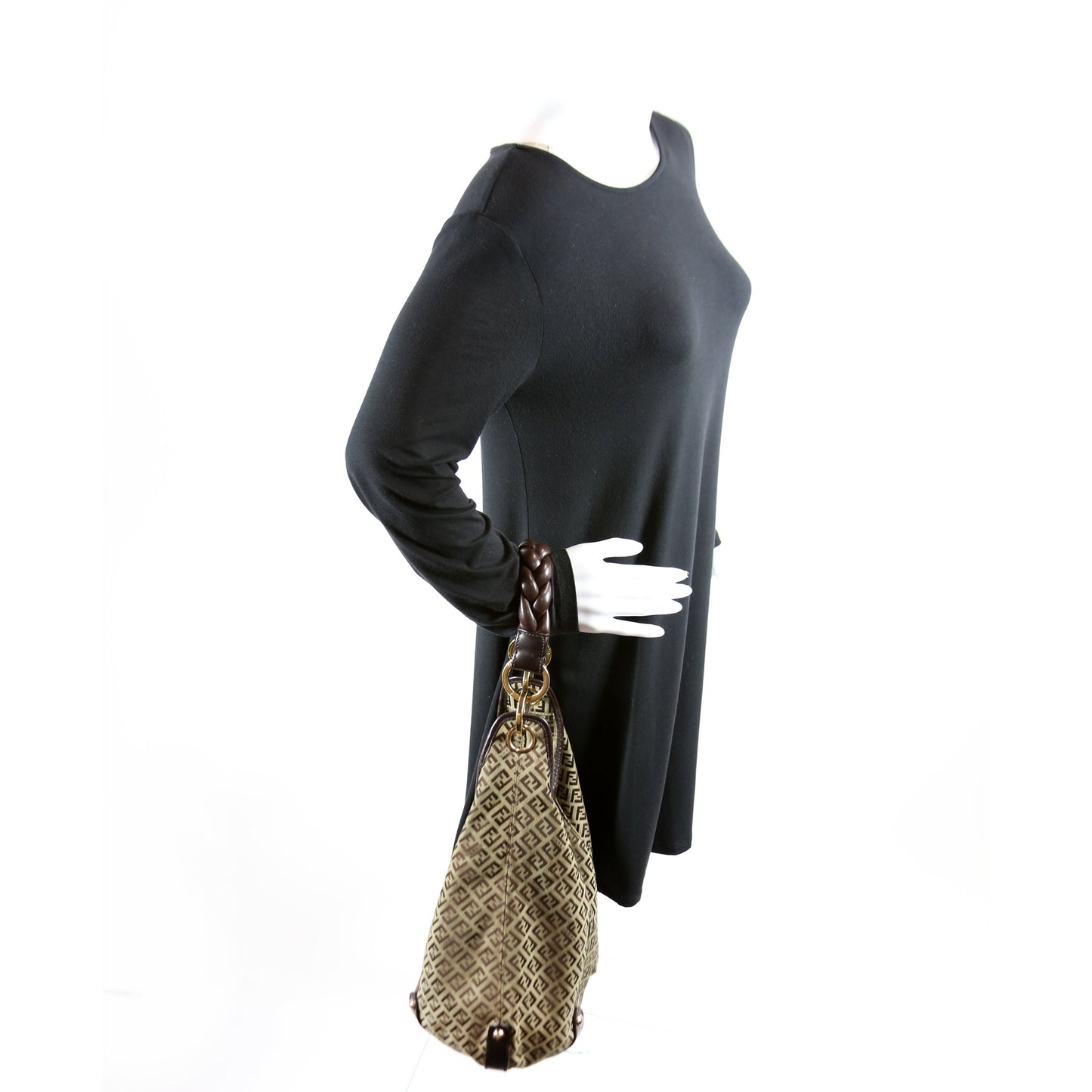 Fendi 8Br583 Zucchino Braided Hobo Bag Canvas