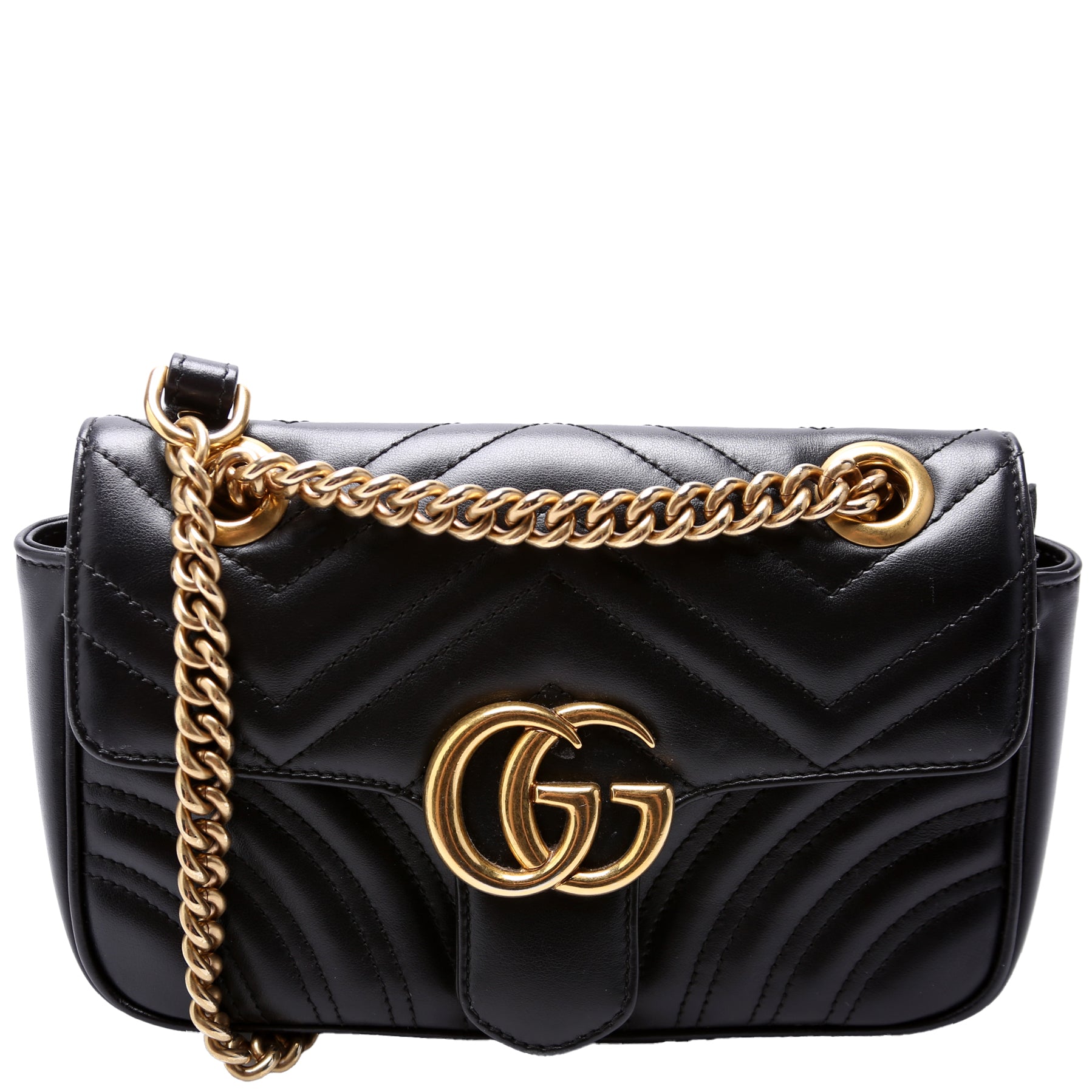 Gucci Marmont Leather Mini Flap Shoulder Bag Flap 1